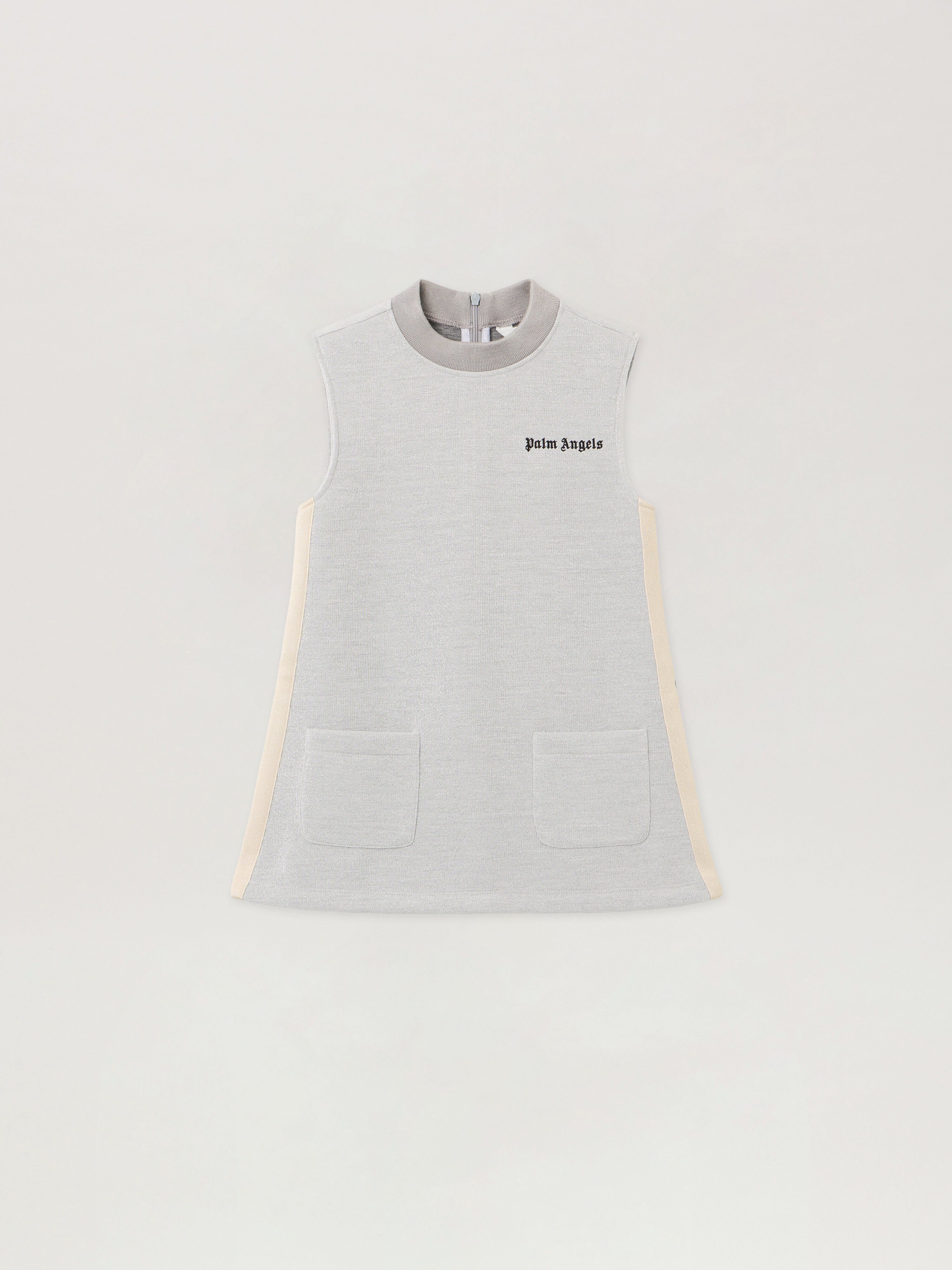 PALM ANGELS Lurex Knit Track Dress SILVER - BLACK PGCM006F25FLE001