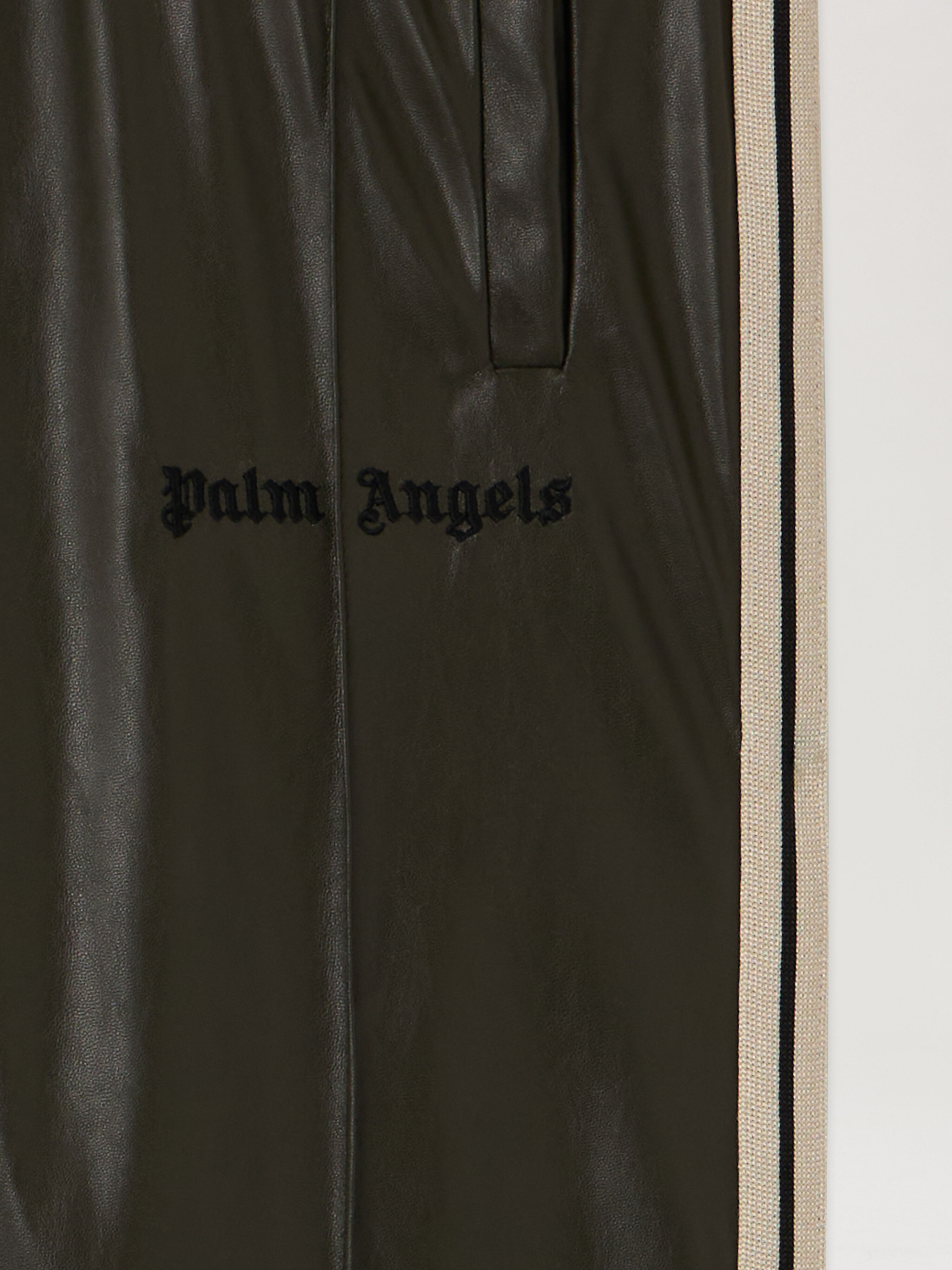 PALM ANGELS Coated Track Loose Pants MILITARY GREEN - BLACK PBCA01EF25FAB001