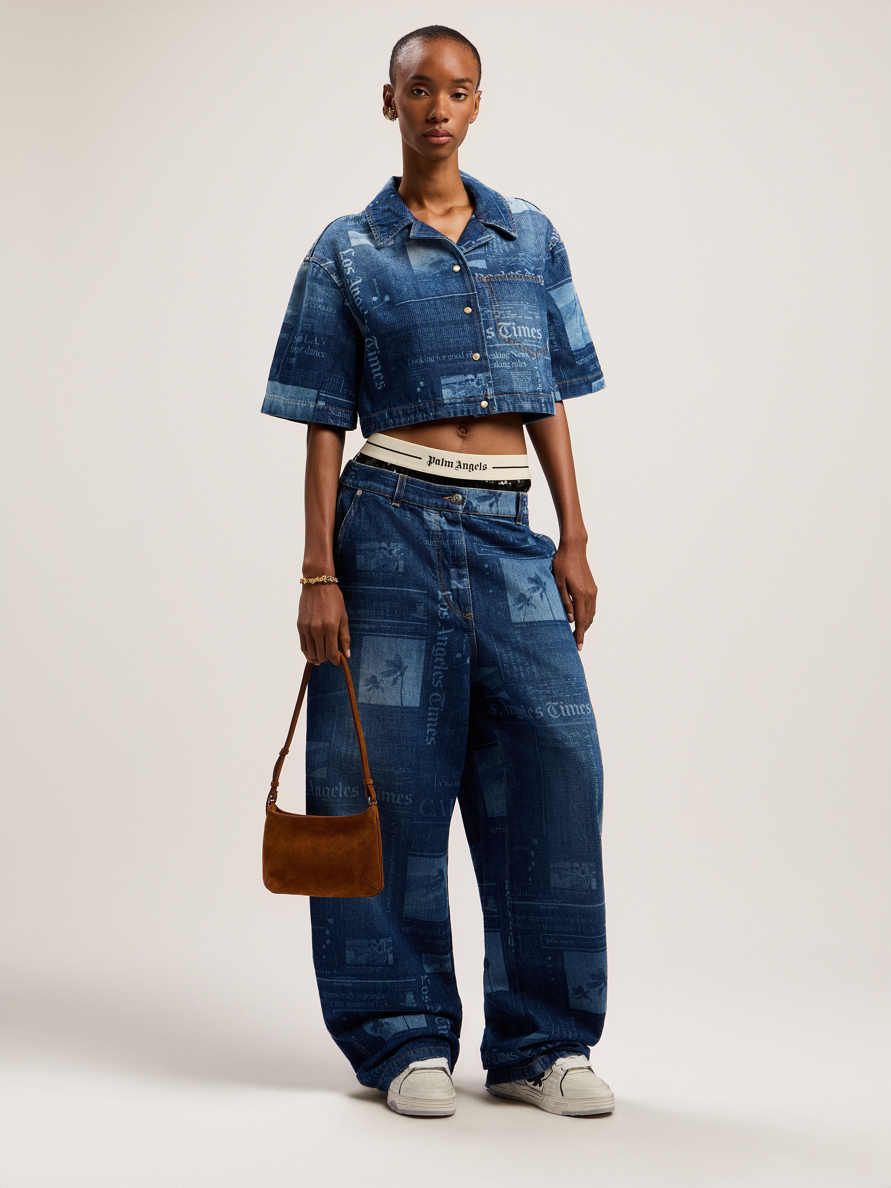 PALM ANGELS Suede Giorgina Bag BEIGE - BEIGE PWNN028F25LEA001