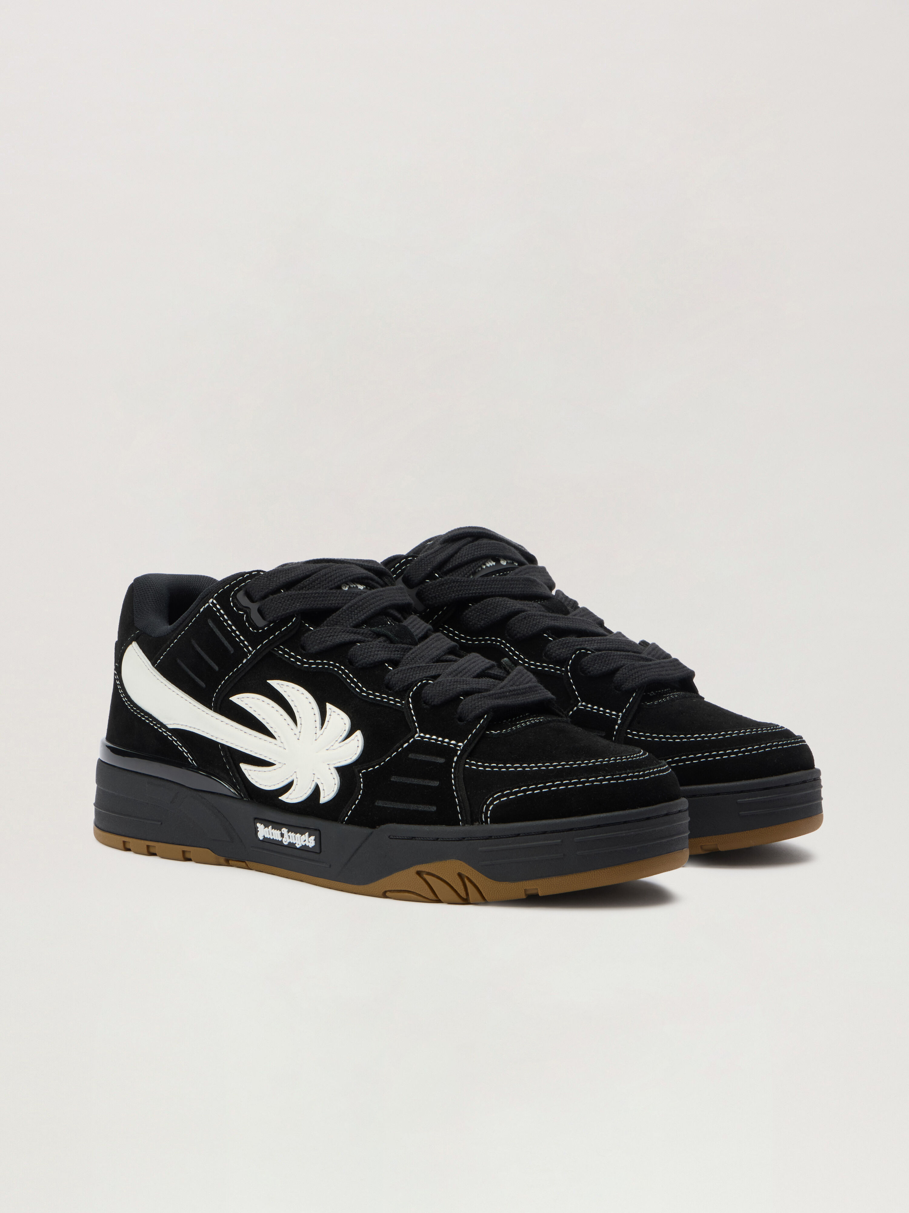 PALM ANGELS Venice Suede Sneakers BLACK - WHITE PMIA101F25LEA003