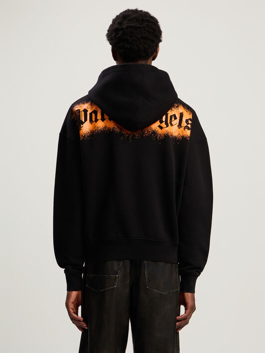PALM ANGELS Spray Bear Loose Hoodie BLACK - ORANGE FLUO PMBB17EF25FLE005