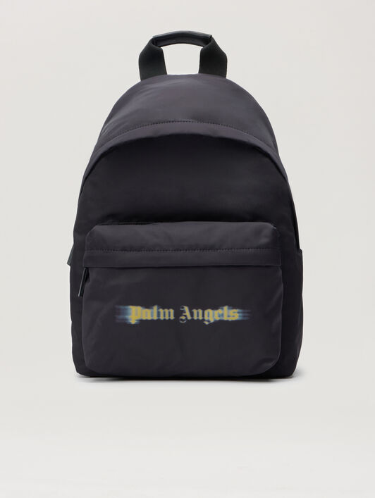 PALM ANGELS Blurred Logo Backpack BLACK - OCHER YELLOW PBNB018F25FAB001