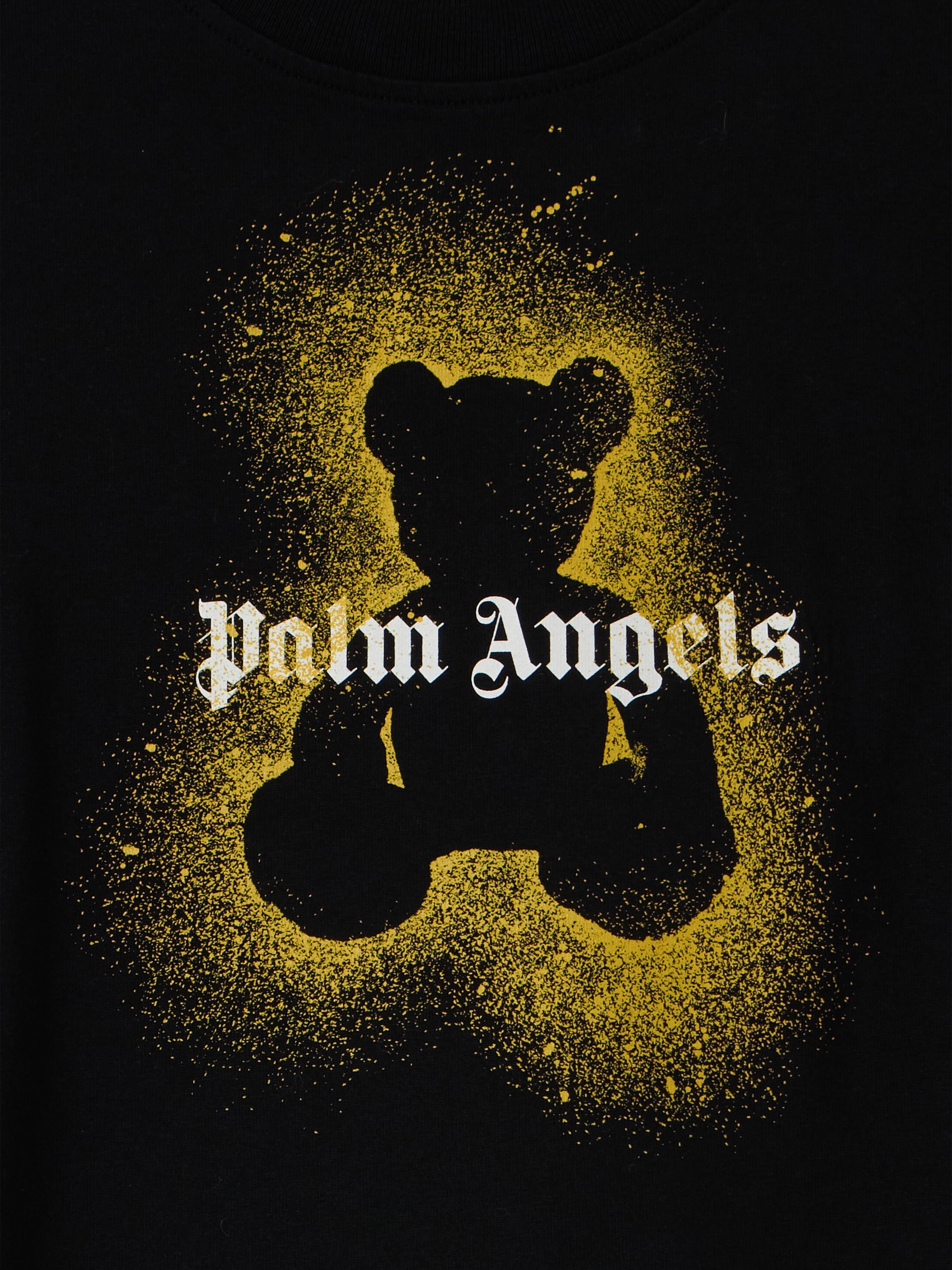 Spray Bear Graphic T-Shirt PALM ANGELS Spray Bear Graphic T-Shirt BLACK - OCHER YELLOW PBAA003F25JER005