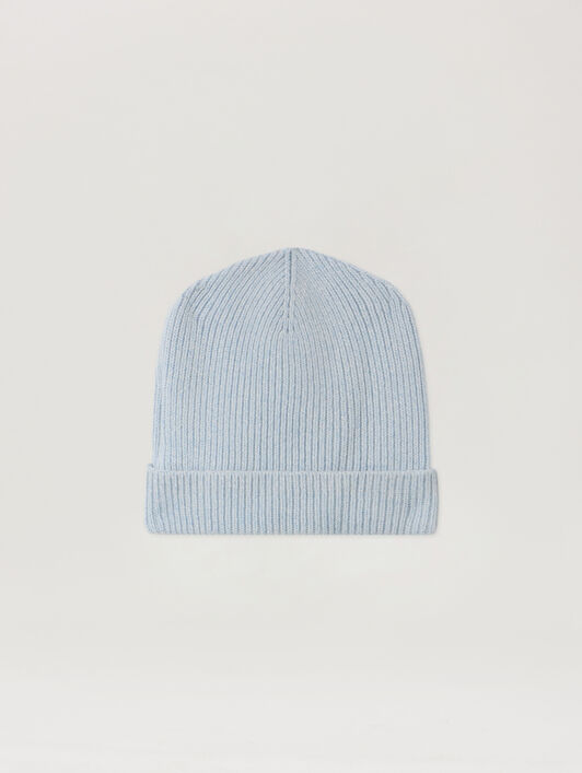 Logo Cuffed Knit Beanie PALM ANGELS Logo Cuffed Knit Beanie LIGHT BLUE - NAVY BLUE PBLC006F25KNI001