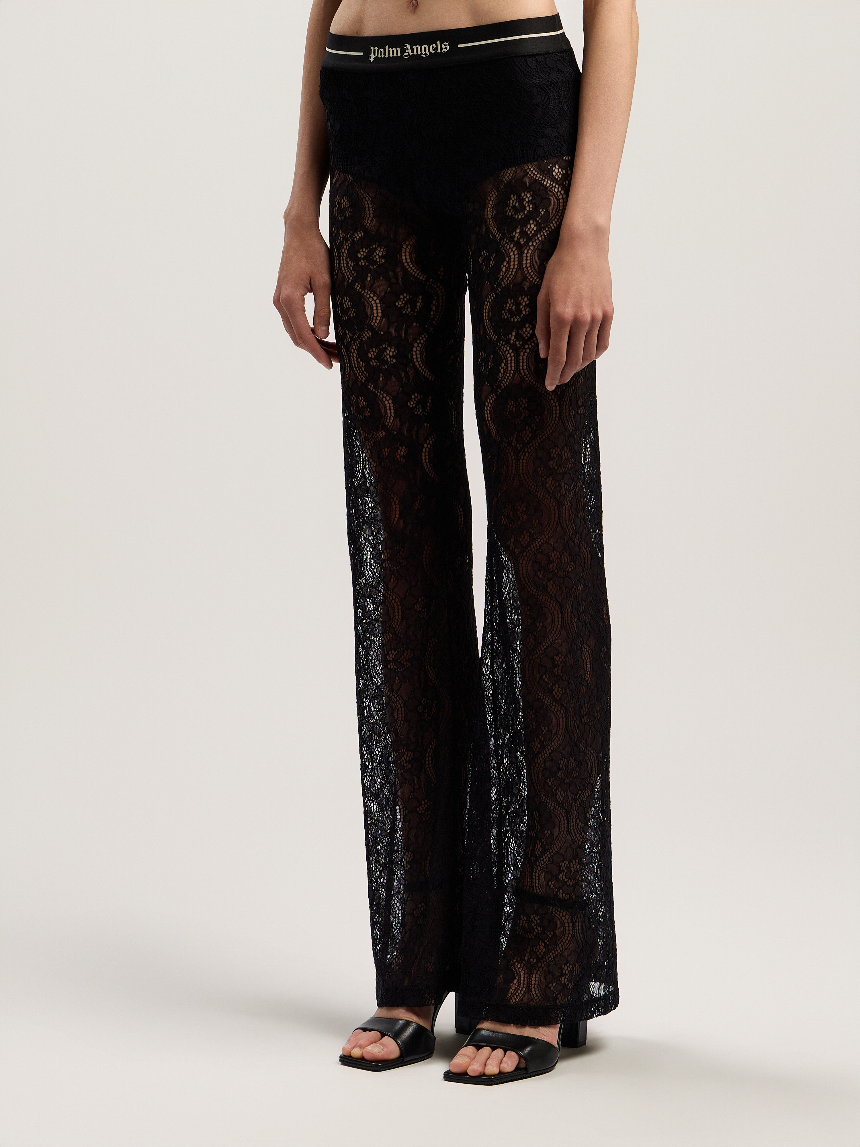 Classic Logo Lace Pants PALM ANGELS Classic Logo Lace Pants BLACK - BLACK PWCA15EF25FAB001
