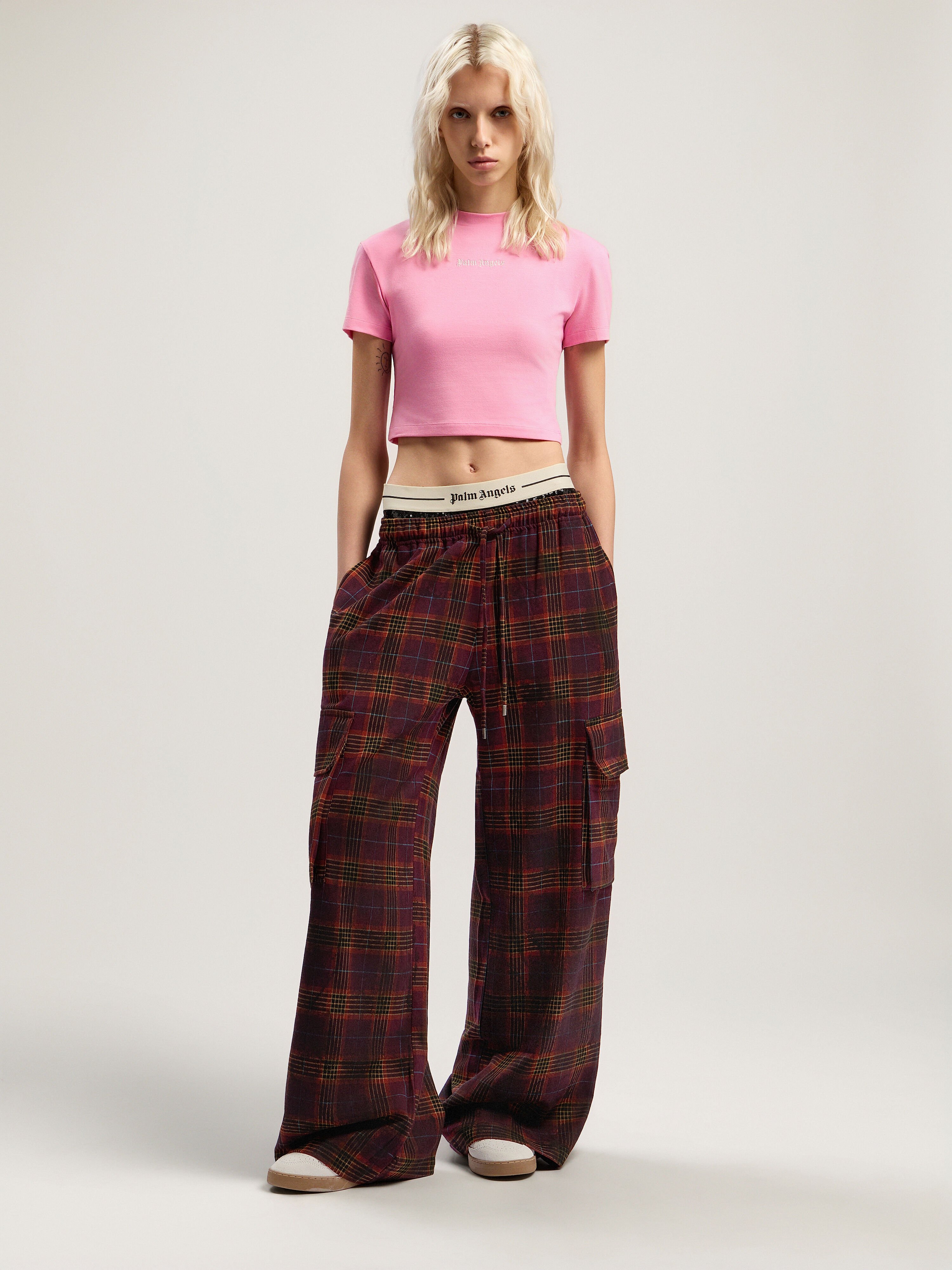 Classic Logo Baby Tee PALM ANGELS Classic Logo Baby Tee PINK - OFF WHITE PWAA077F25JER001