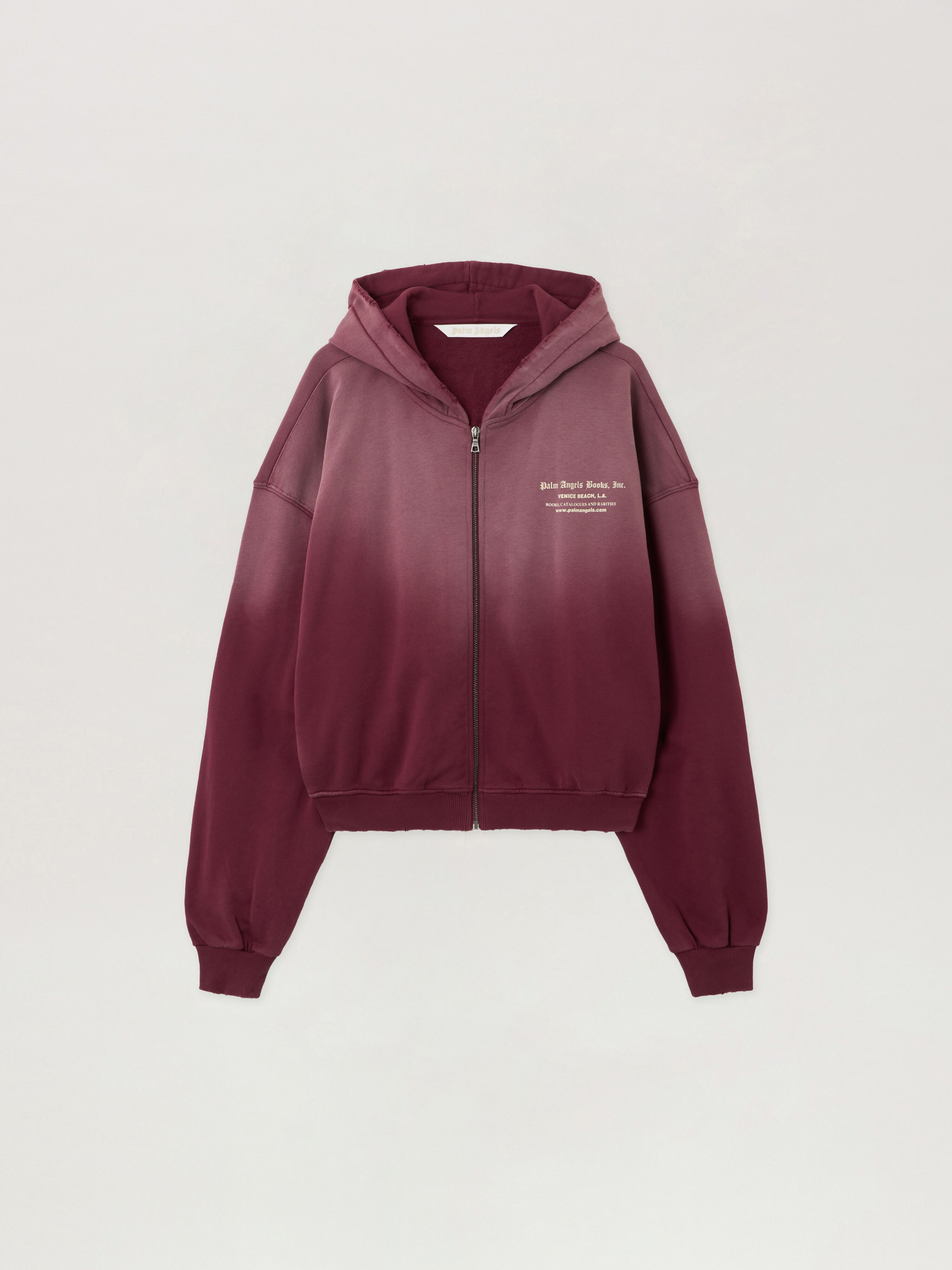 Book Club Zip Crop Hoodie PALM ANGELS Book Club Zip Crop Hoodie BURGUNDY - IVORY PWBE014F25FLE002