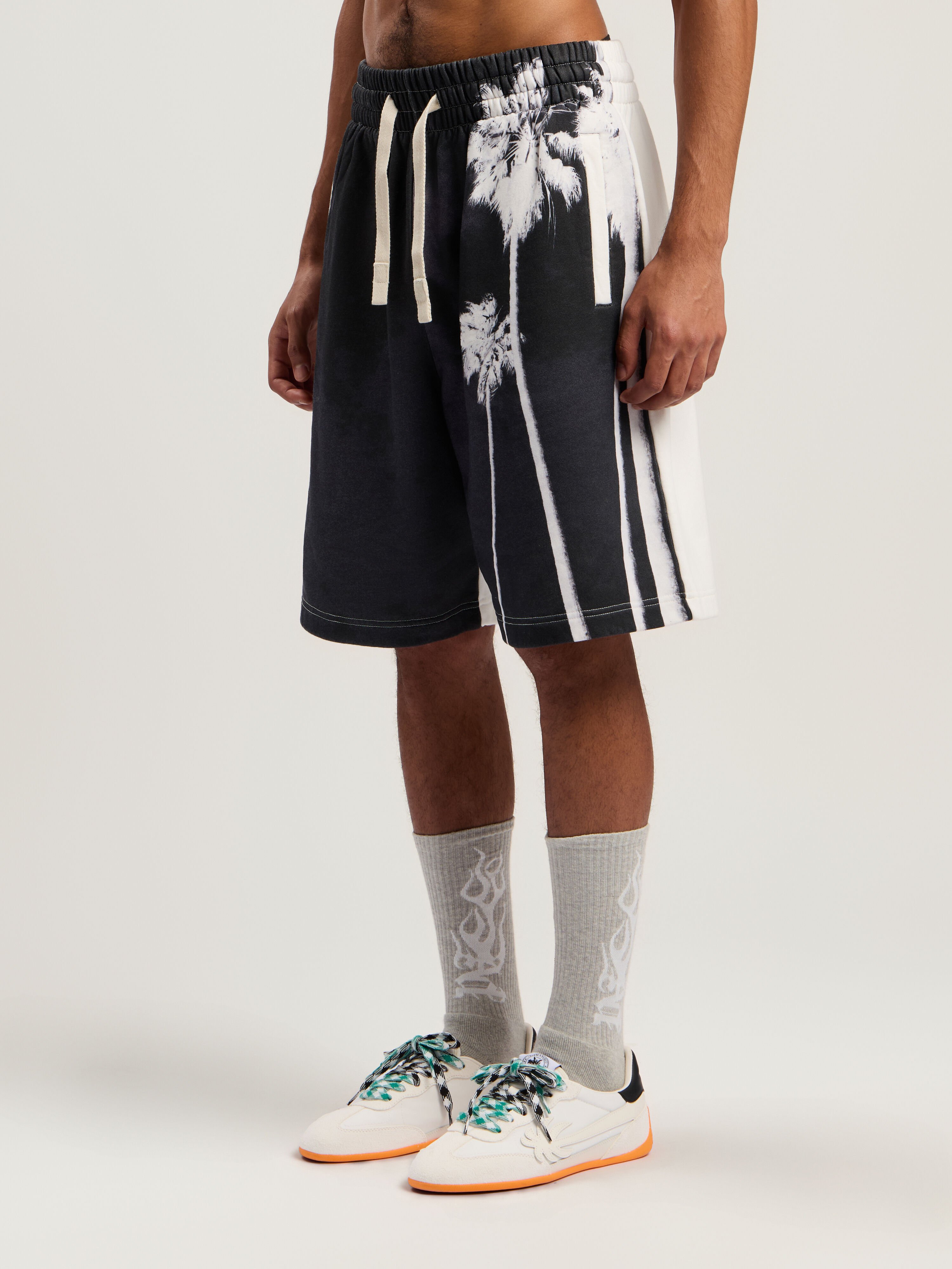 Decoding Palm Culture Sweatshort PALM ANGELS Decoding Palm Culture Sweatshort OFF WHITE - BLACK PMCI019F25FLE002