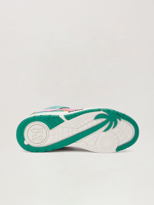 PALM ANGELS Venice Vinyl Sneakers ORANGE - TEAL PMIA101F25LEA002