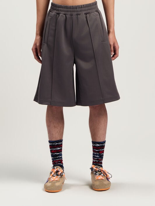 Back Curved Logo Track Shorts PALM ANGELS Back Curved Logo Track Shorts DARK GREY - OFF WHITE PMCL00AF25FAB001