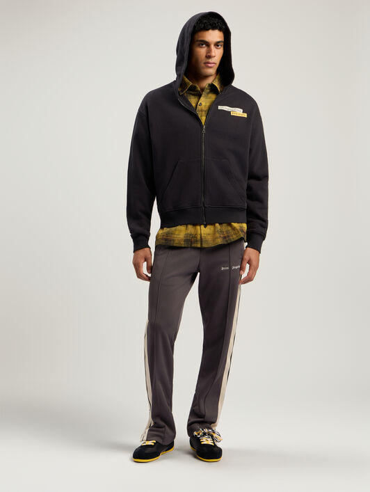 PALM ANGELS Curved Logo Check Shirt ARMY GREEN - BLACK PMGE043F25FAB002