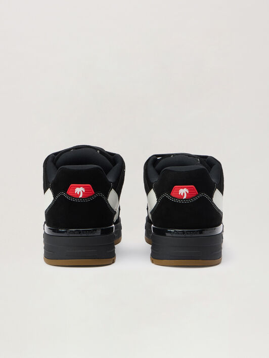PALM ANGELS Venice Suede Sneakers BLACK - WHITE PMIA101F25LEA003
