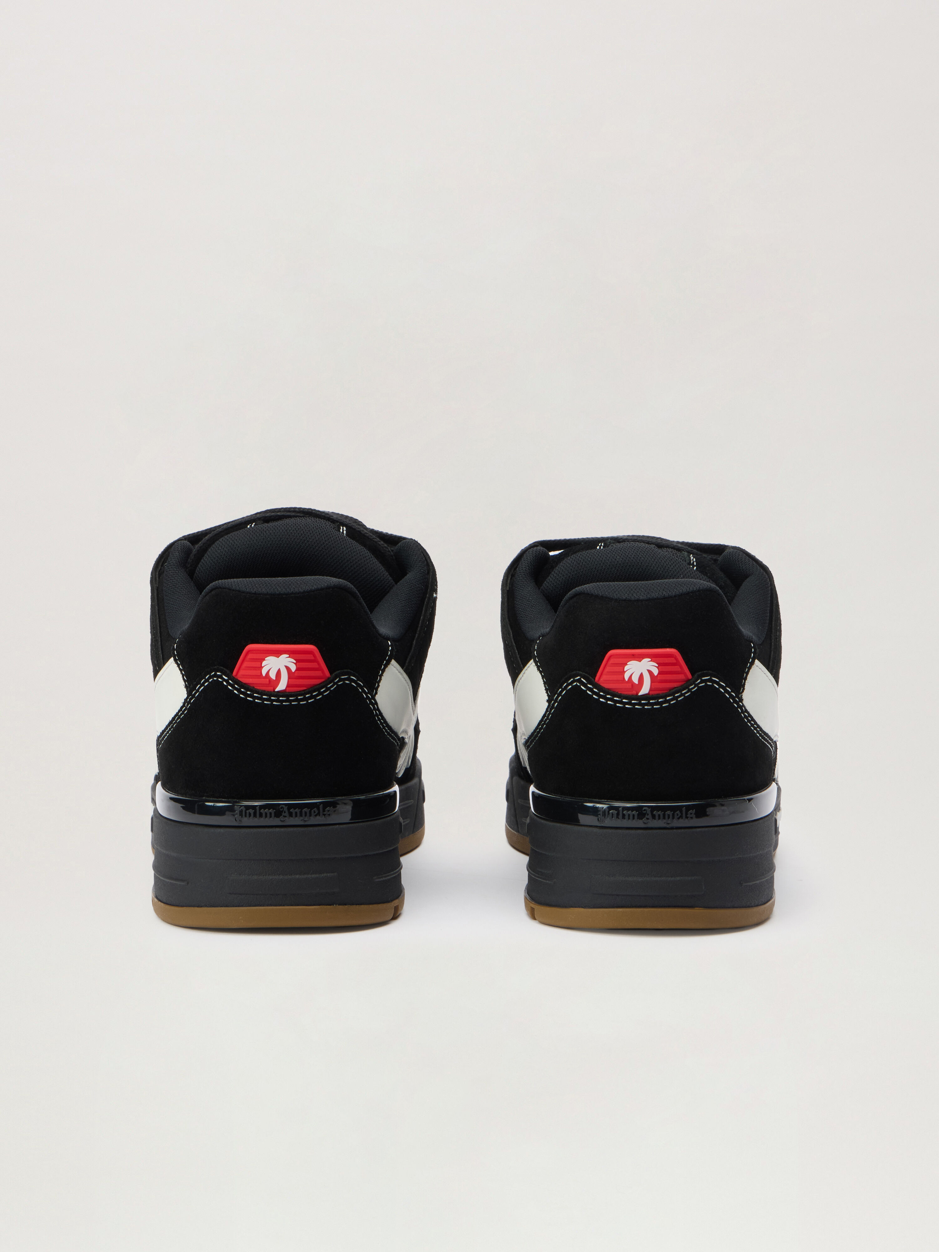 PALM ANGELS Venice Suede Sneakers BLACK - WHITE PMIA101F25LEA003