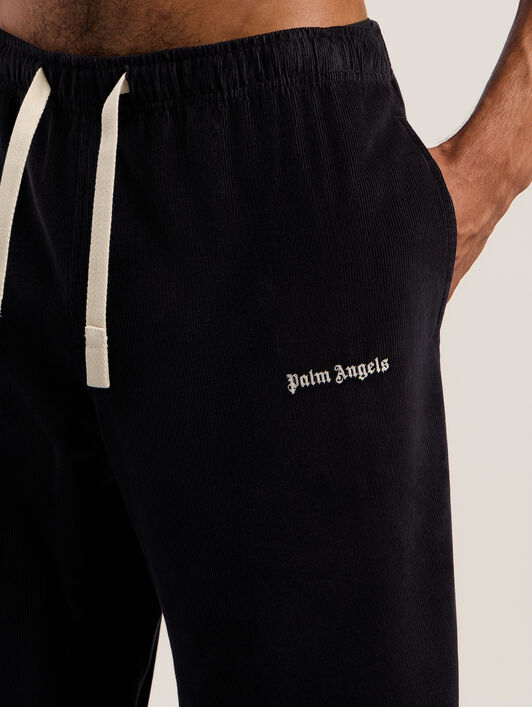 PALM ANGELS Classic Logo Cord Travel Pants ANTHRACITE - OFF WHITE PMCA141F25FAB001