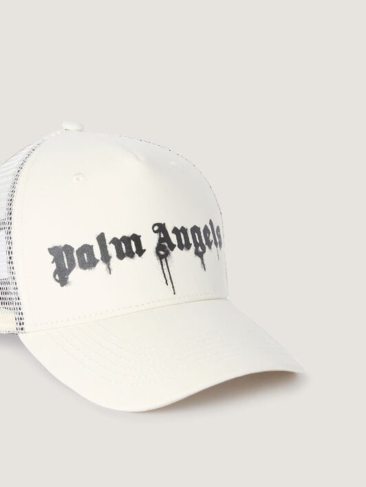 Spray Logo Trucker Cap PALM ANGELS Spray Logo Trucker Cap OFF WHITE - BLACK PMLB068F25FAB002