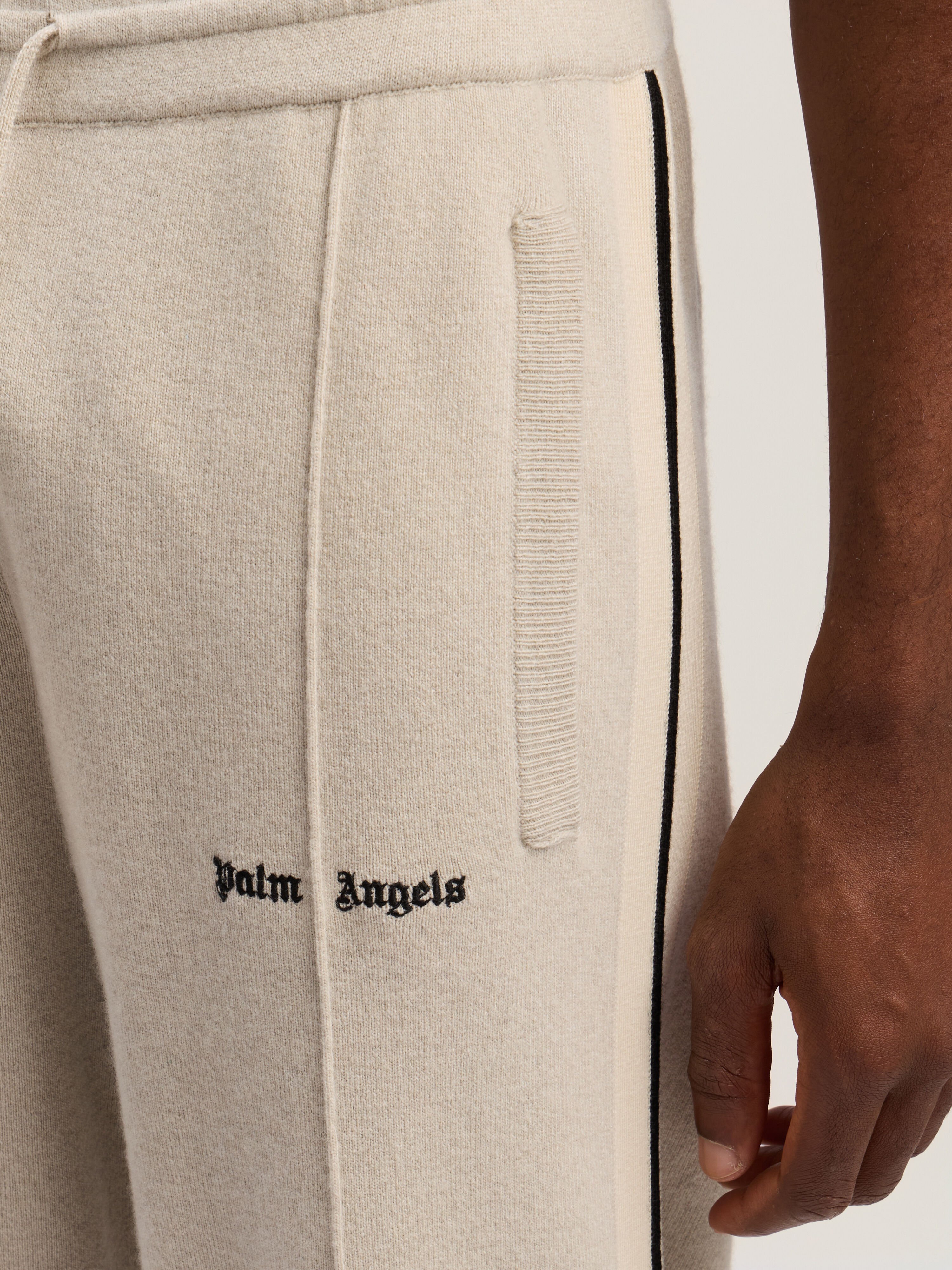 PALM ANGELS Classic Logo Knit Track Pants LIGHT BEIGE - BLACK PMHG023F25KNI001