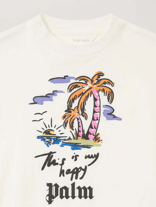 PALM ANGELS Happy Palms Graphic T-Shirt OFF WHITE - MULTICOLOR PBAA002F25JER004