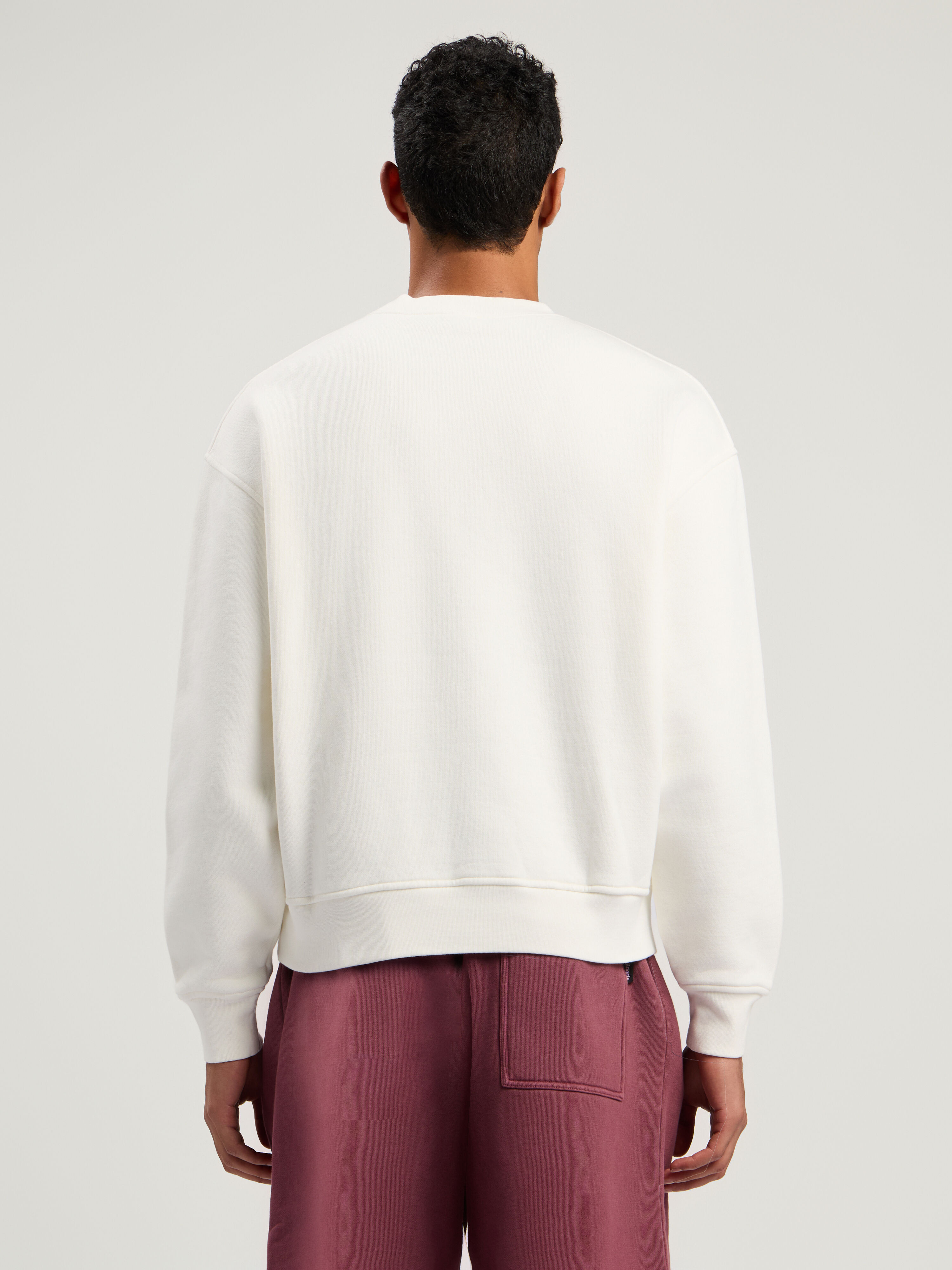 PALM ANGELS Neck Logo Reg Crew Sweatshirt OFF WHITE - BLACK PMBA08HF25FLE003