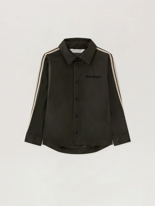 PALM ANGELS Coated Track Shirt MILITARY GREEN - BLACK PBGA009F25FAB001