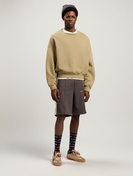 Curved Logo Loose Collar Crew PALM ANGELS Curved Logo Loose Collar Crew ARMY GREEN - DARK GREEN PMBA08KF25FLE001