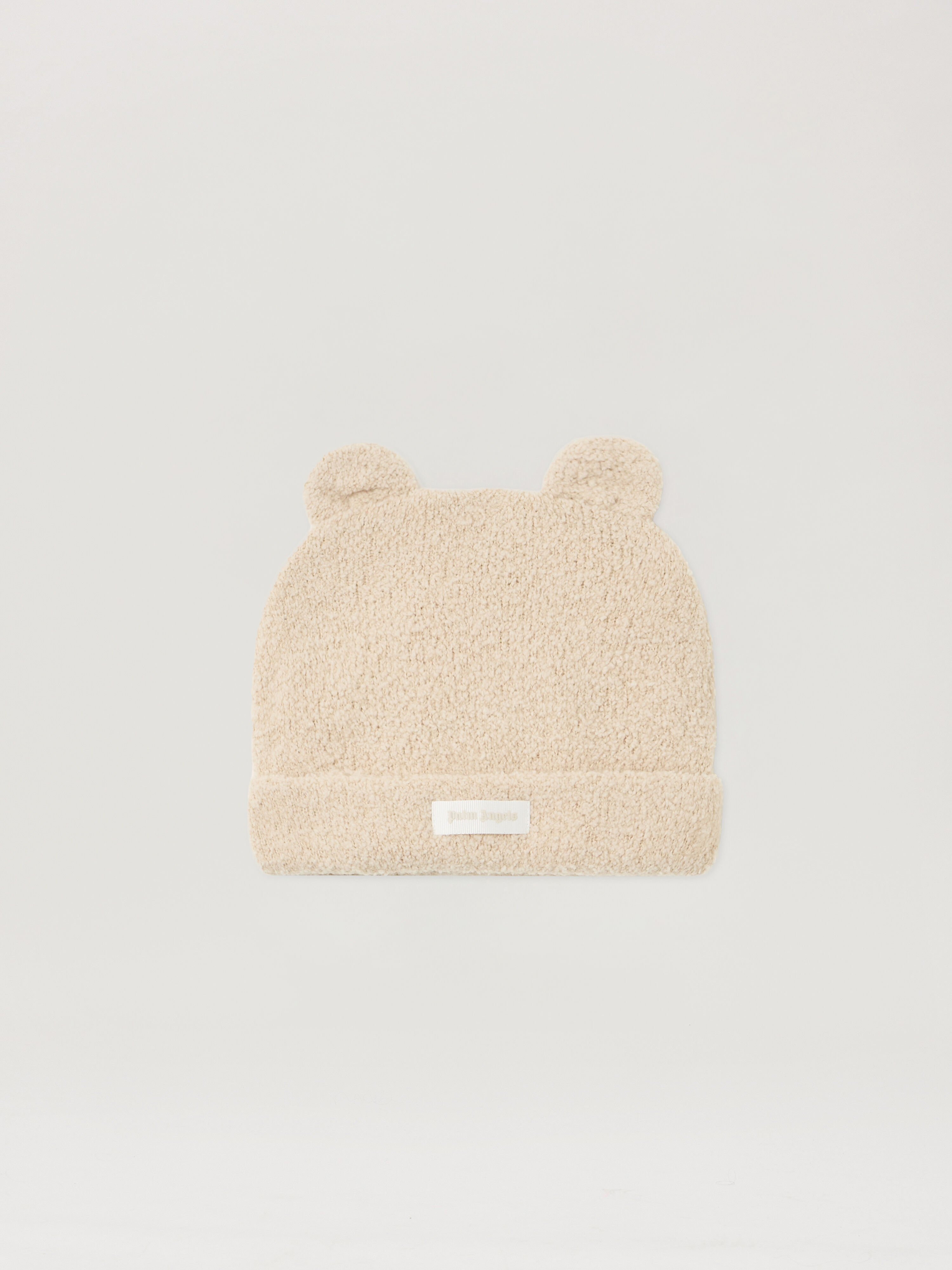 PALM ANGELS Teddy Bear Knit Beanie ECRU - BROWN PBXY005F25KNI001