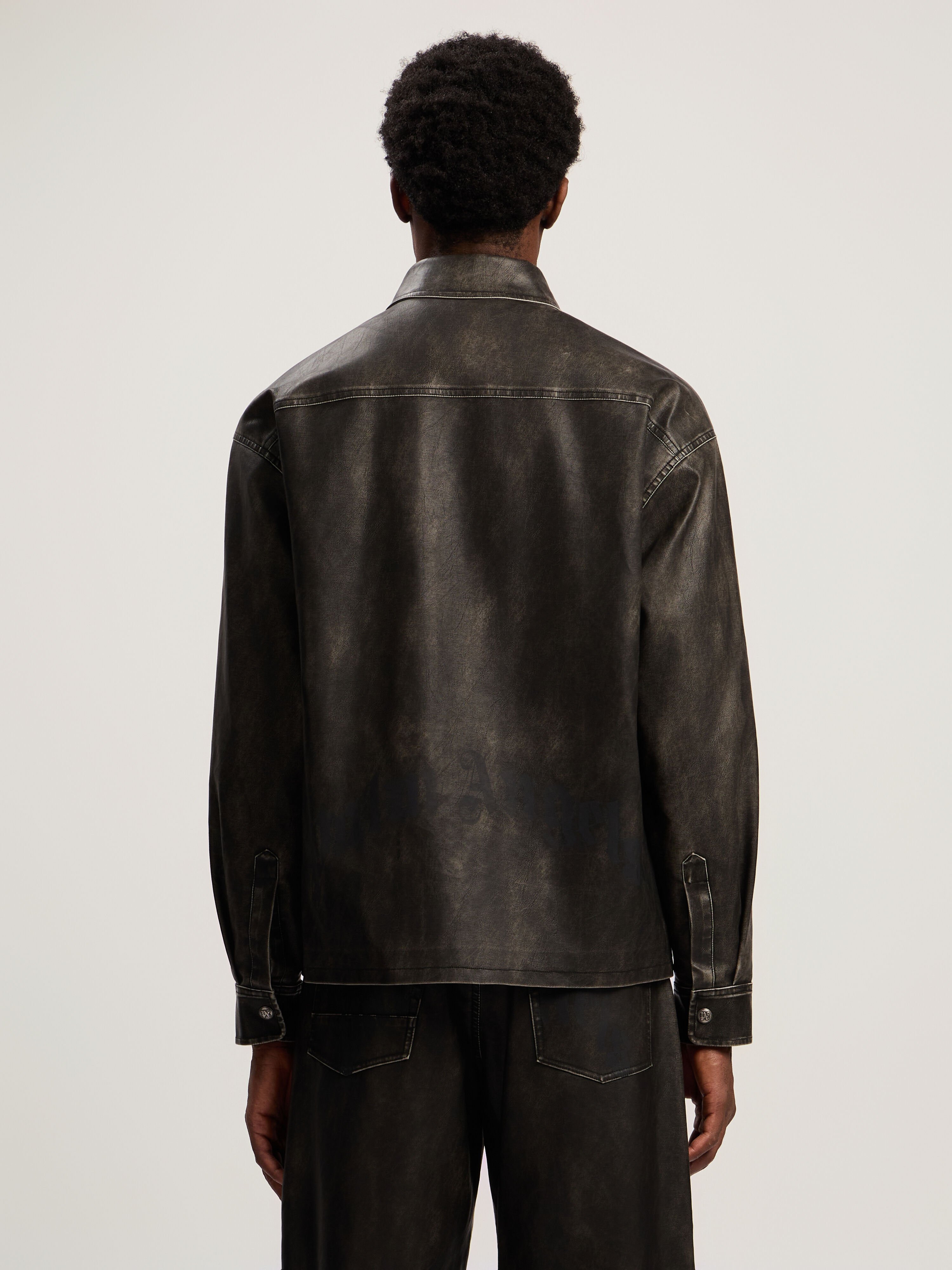 Curved Logo Coated Overshirt PALM ANGELS Curved Logo Coated Overshirt DARK GREY - BLACK PMJE015F25FAB001