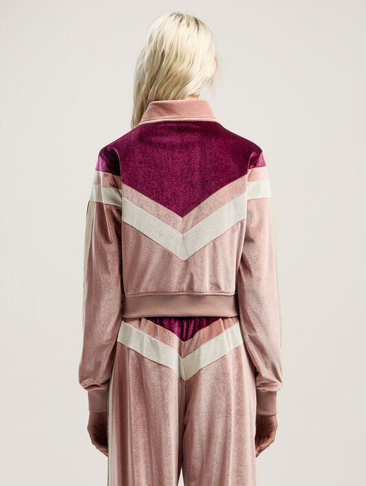 Colorblock Chenille Track Jacket PALM ANGELS Colorblock Chenille Track Jacket SOFT PINK - BURGUNDY PWBD066F25FAB001
