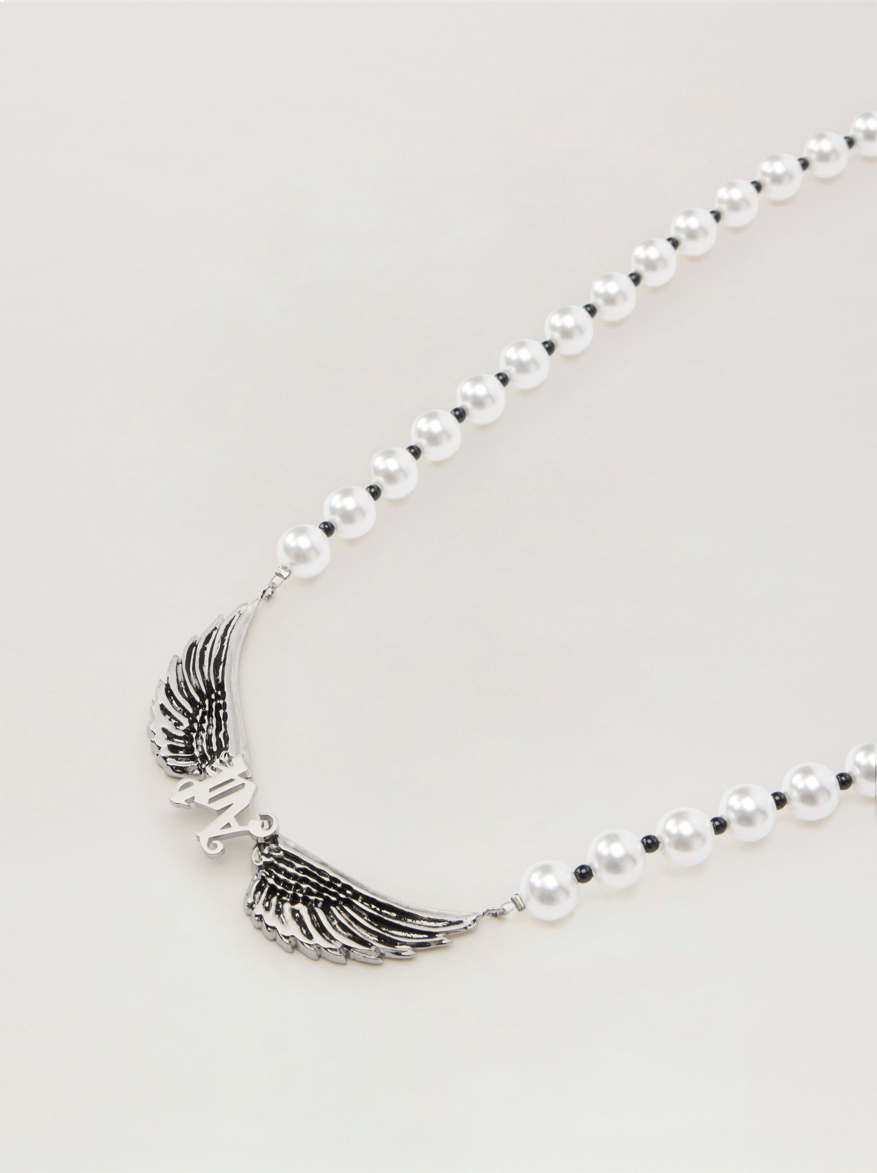 PALM ANGELS Wings Pearl Necklace SILVER - OFF WHITE PMOB12EF25MAT001