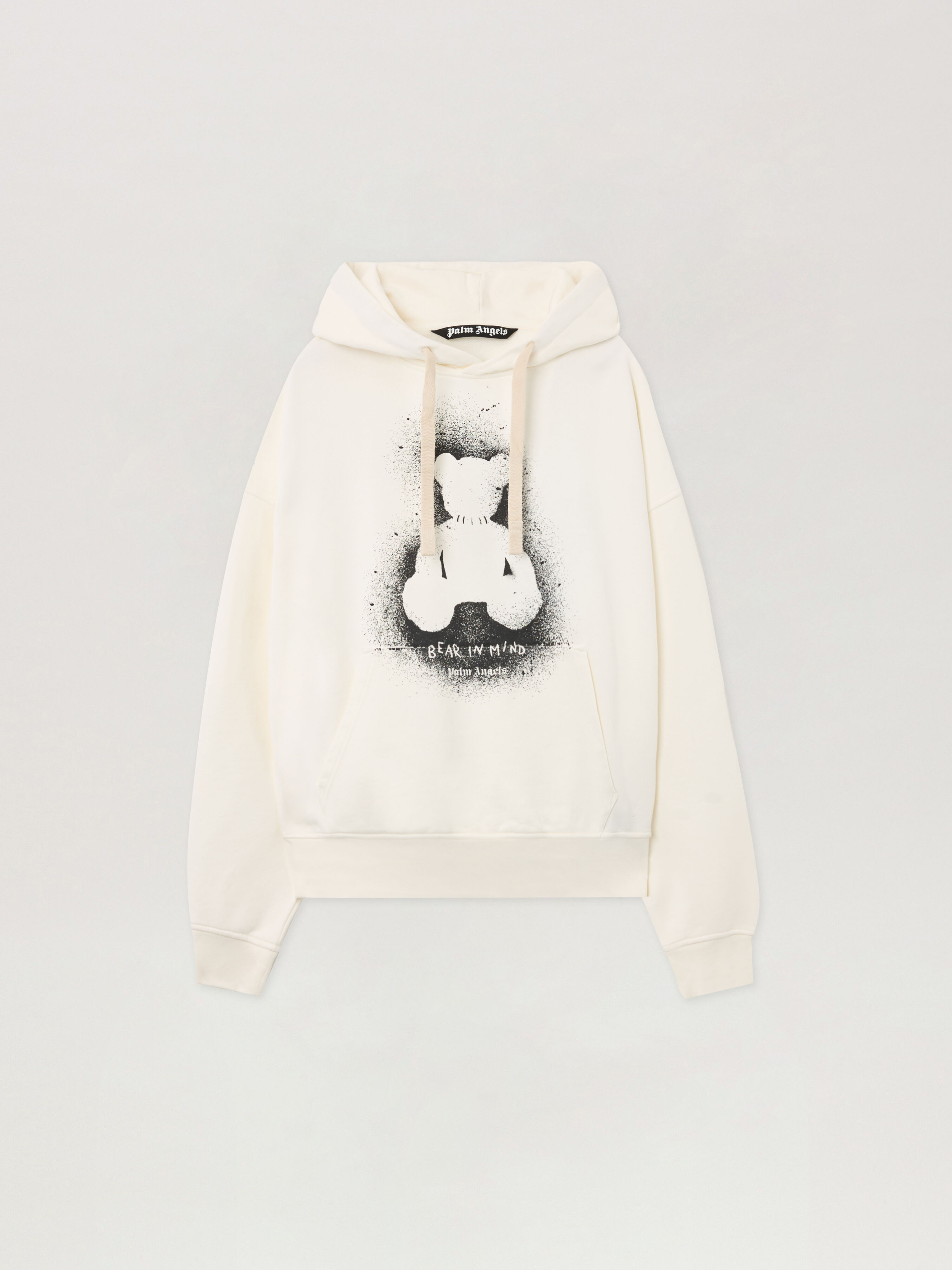 PALM ANGELS Spray Bear Loose Hoodie OFF WHITE - BLACK PMBB17EF25FLE005