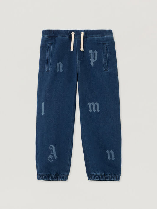 PALM ANGELS Letter Washed Sweatpant MEDIUM BLUE - LIGHT BLUE PBCH008F25DEN001
