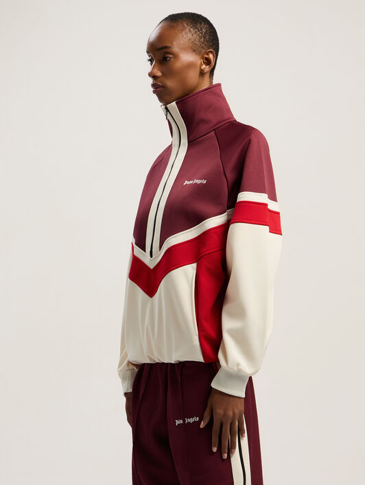 PALM ANGELS Colorblock Anorak Track Jacket BURGUNDY - OFF WHITE PWBD067F25FAB001
