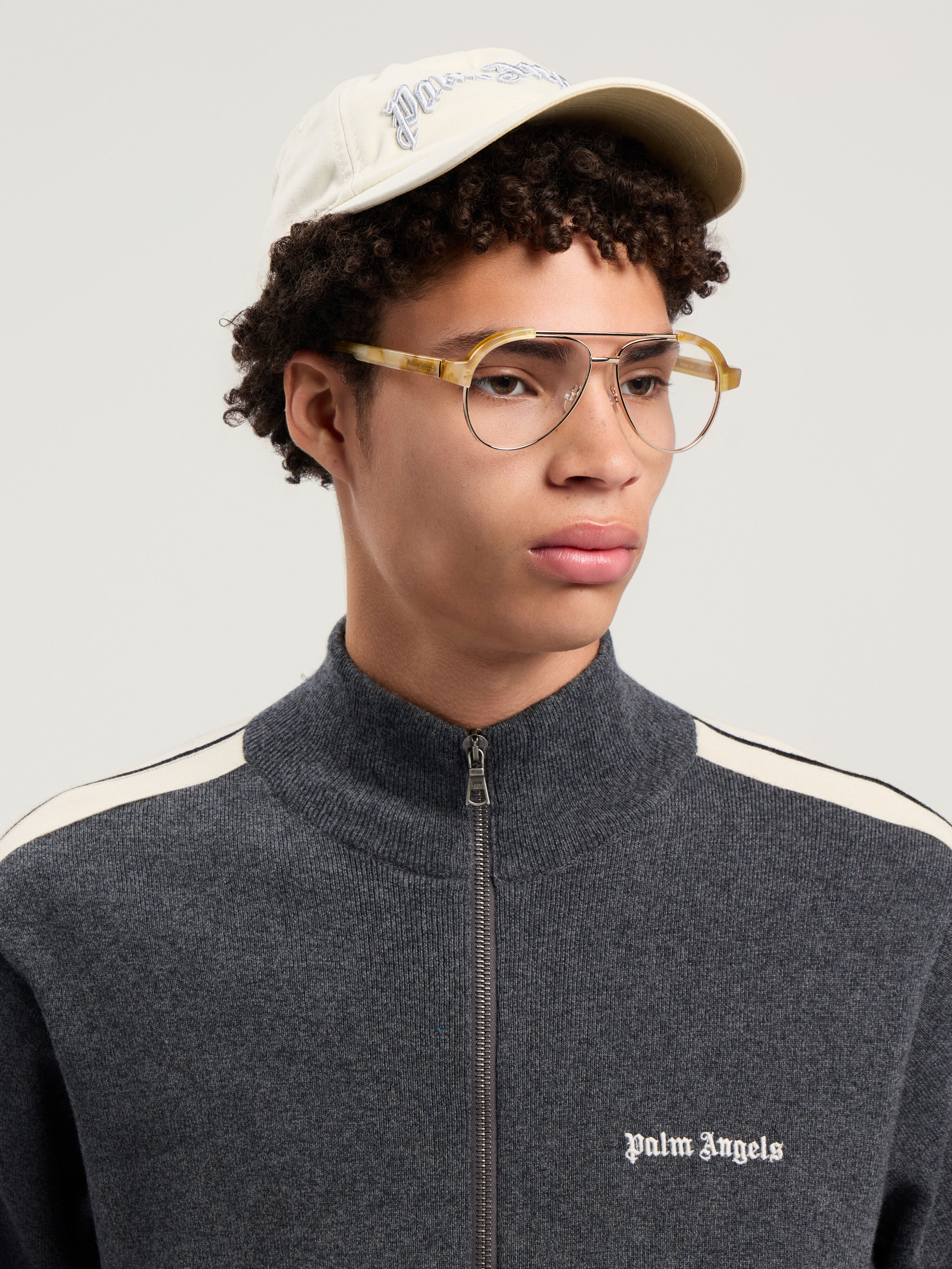 PALM ANGELS Curved Logo Tonal Cap OFF WHITE - OFF WHITE PMLB104F25FAB002