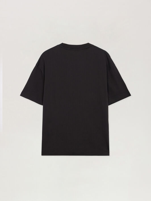 PALM ANGELS Curved Logo Reg T-Shirt BLACK - OFF WHITE PMAA109F25JER003