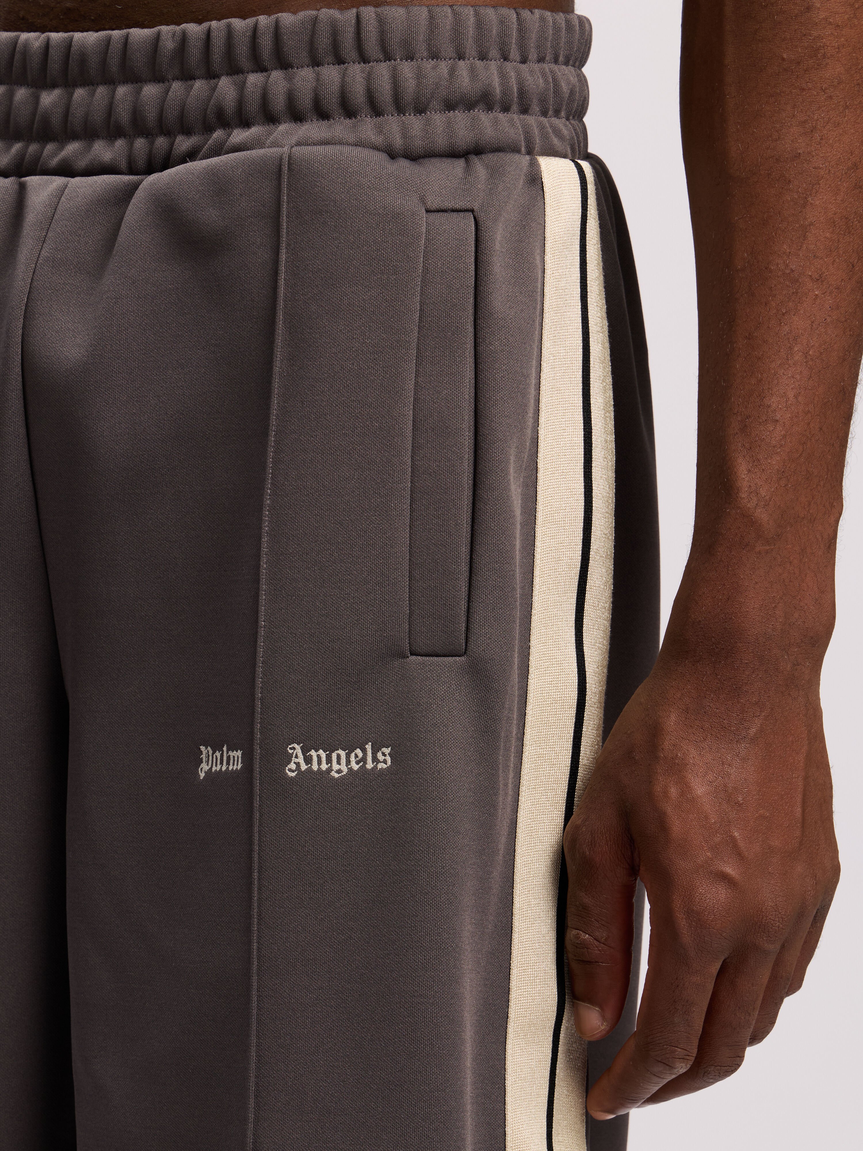 Classic Logo Track Shorts PALM ANGELS Classic Logo Track Shorts DARK GREY - OFF WHITE PMCL009F25FAB002