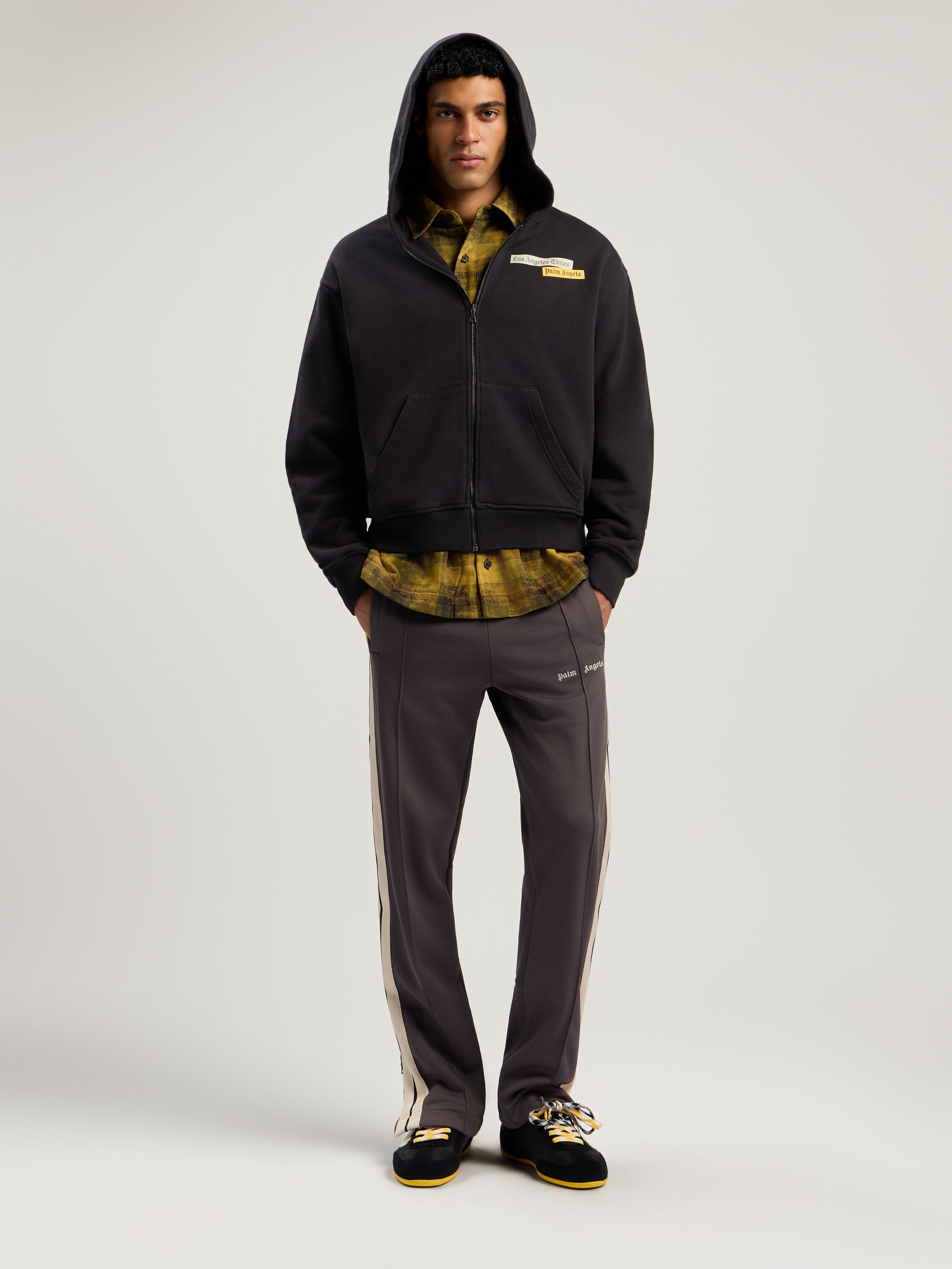 PALM ANGELS Classic Logo Track Pants DARK GREY - OFF WHITE PMCJ020F25FAB003