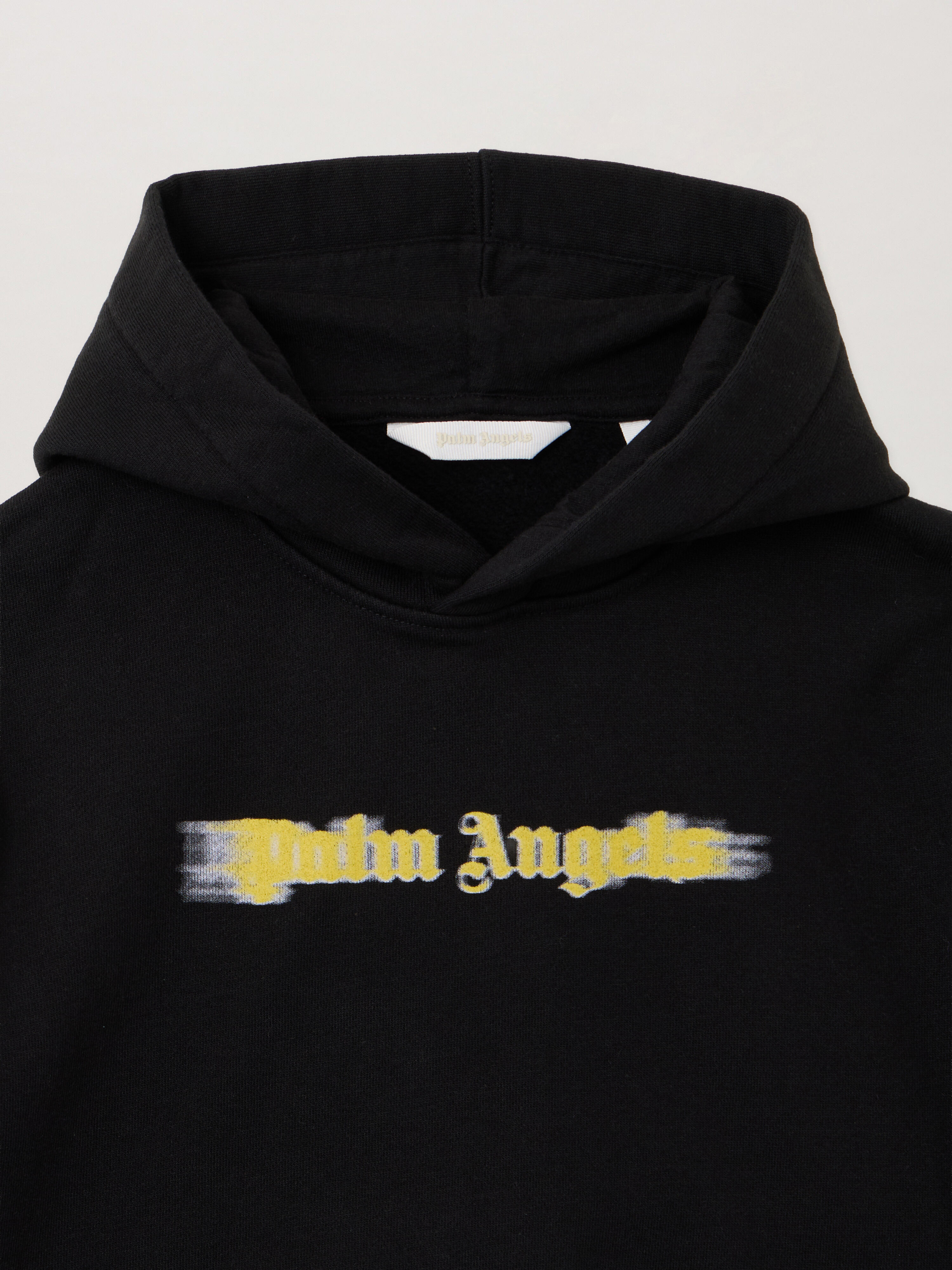 PALM ANGELS Blurred Logo Hoodie BLACK - OCHER YELLOW PBBB012F25FLE002