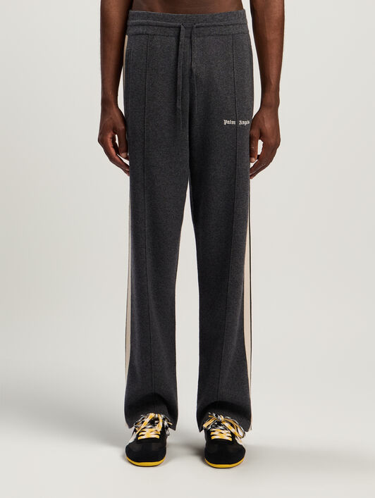 PALM ANGELS Classic Logo Knit Track Pants DARK GREY - OFF WHITE PMHG023F25KNI001