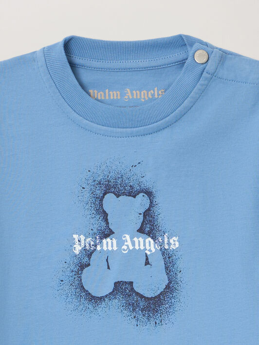 PALM ANGELS Spray Bear T-Shirt DUSTY BLUE NAVY BLUE PBXB001F25JER003