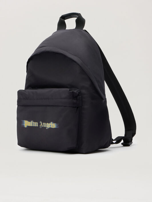 PALM ANGELS Blurred Logo Backpack BLACK - OCHER YELLOW PBNB018F25FAB001