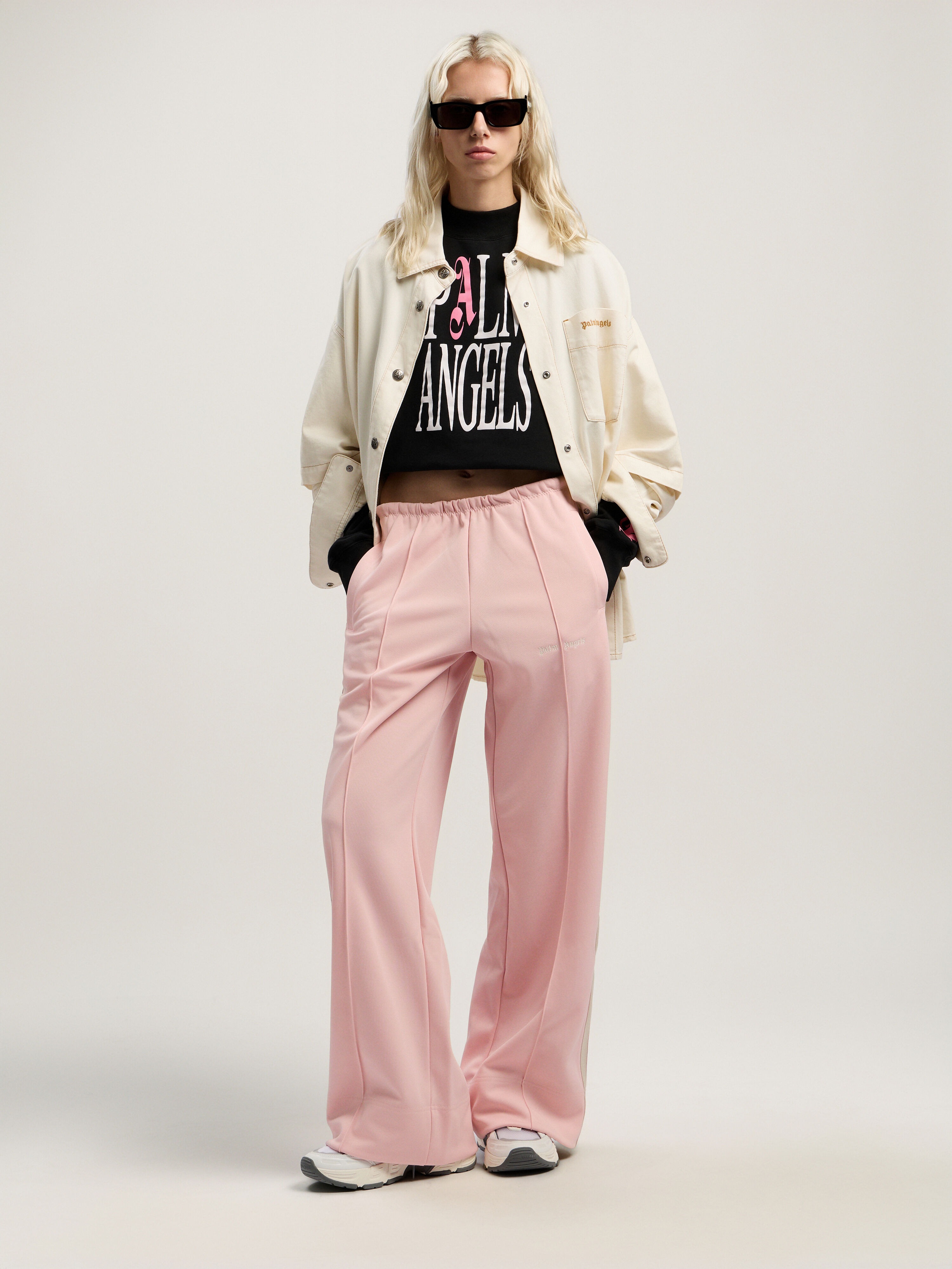 PALM ANGELS Flames Fitted Crew Sweatshirt BLACK - MULTICOLOR PWBA016F25FLE003