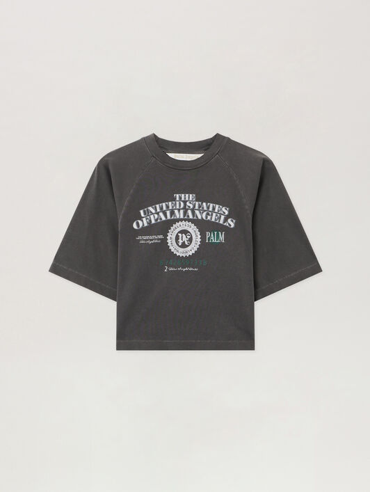 PALM ANGELS Dollar Cropped Tee VINTAGE BLACK - OFF WHITE PWAA07AF25JER001