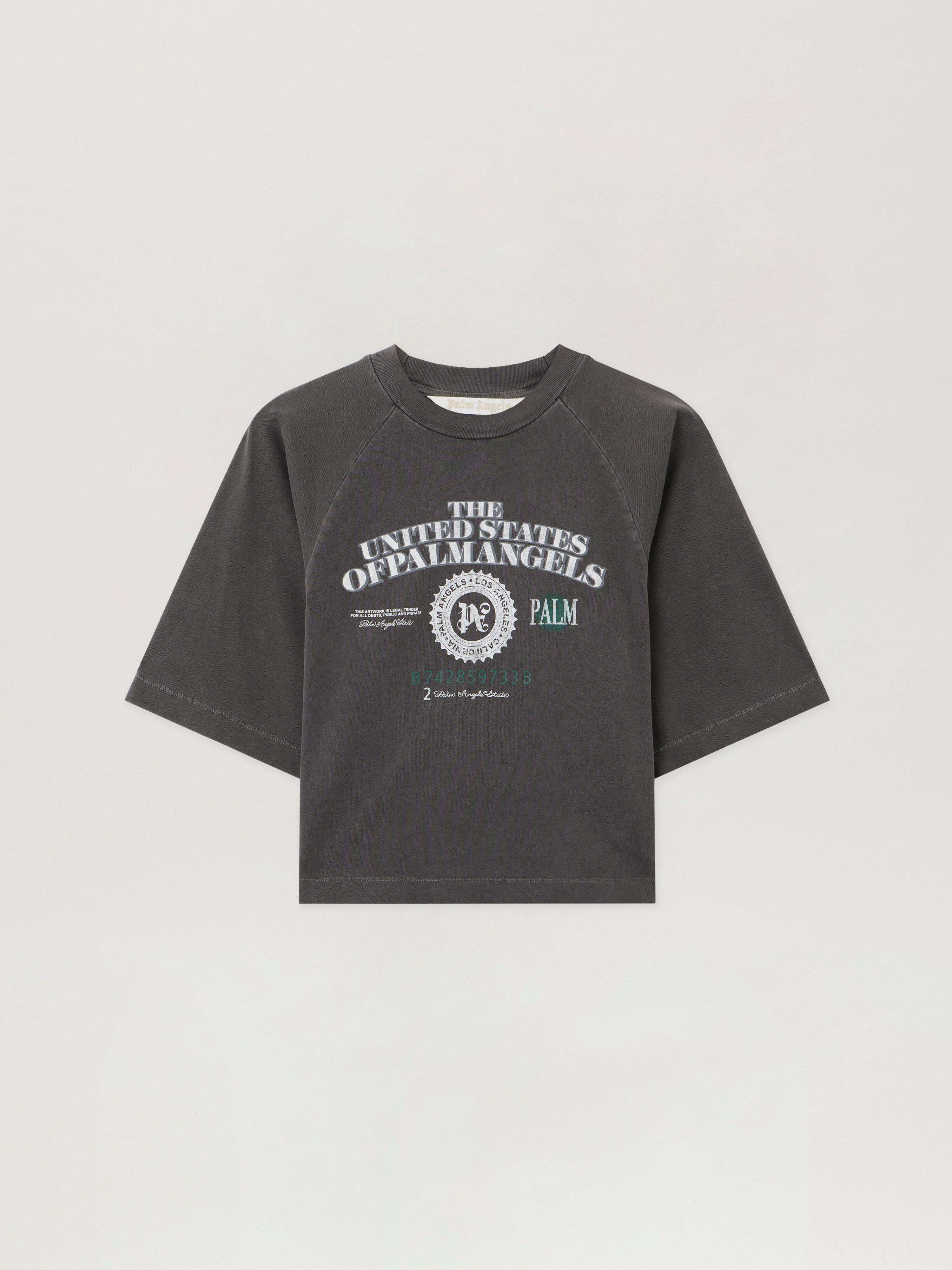 PALM ANGELS Dollar Cropped Tee VINTAGE BLACK - OFF WHITE PWAA07AF25JER001