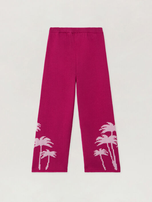 PALM ANGELS Palms Wide Leg Knit Pants FUCHSIA - SOFT PINK PGHG002F25KNI001