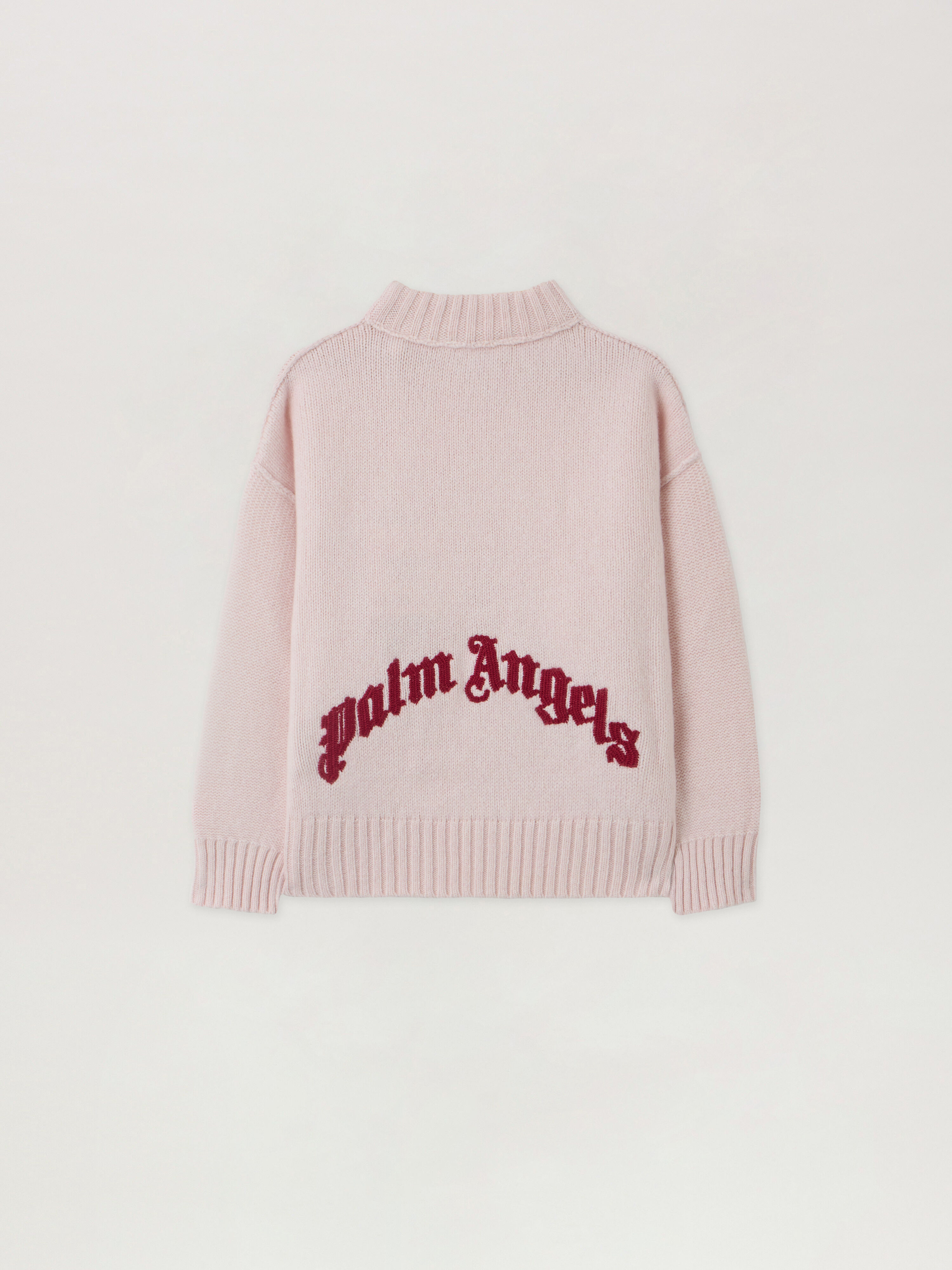PALM ANGELS Curved Logo Sweater ROSE PINK - BRICK RED PGHE002F25KNI002