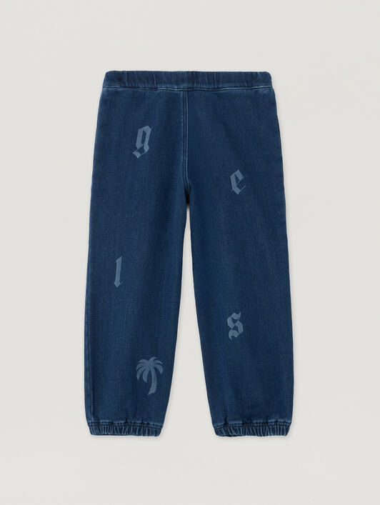 PALM ANGELS Letter Washed Sweatpant MEDIUM BLUE - LIGHT BLUE PBCH008F25DEN001