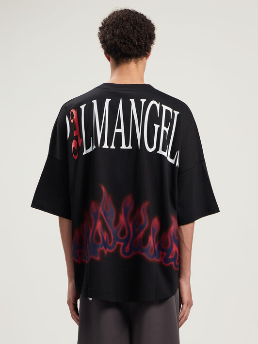 PALM ANGELS Flames Over T-Shirt BLACK - MULTICOLOR PMAA10BF25JER003