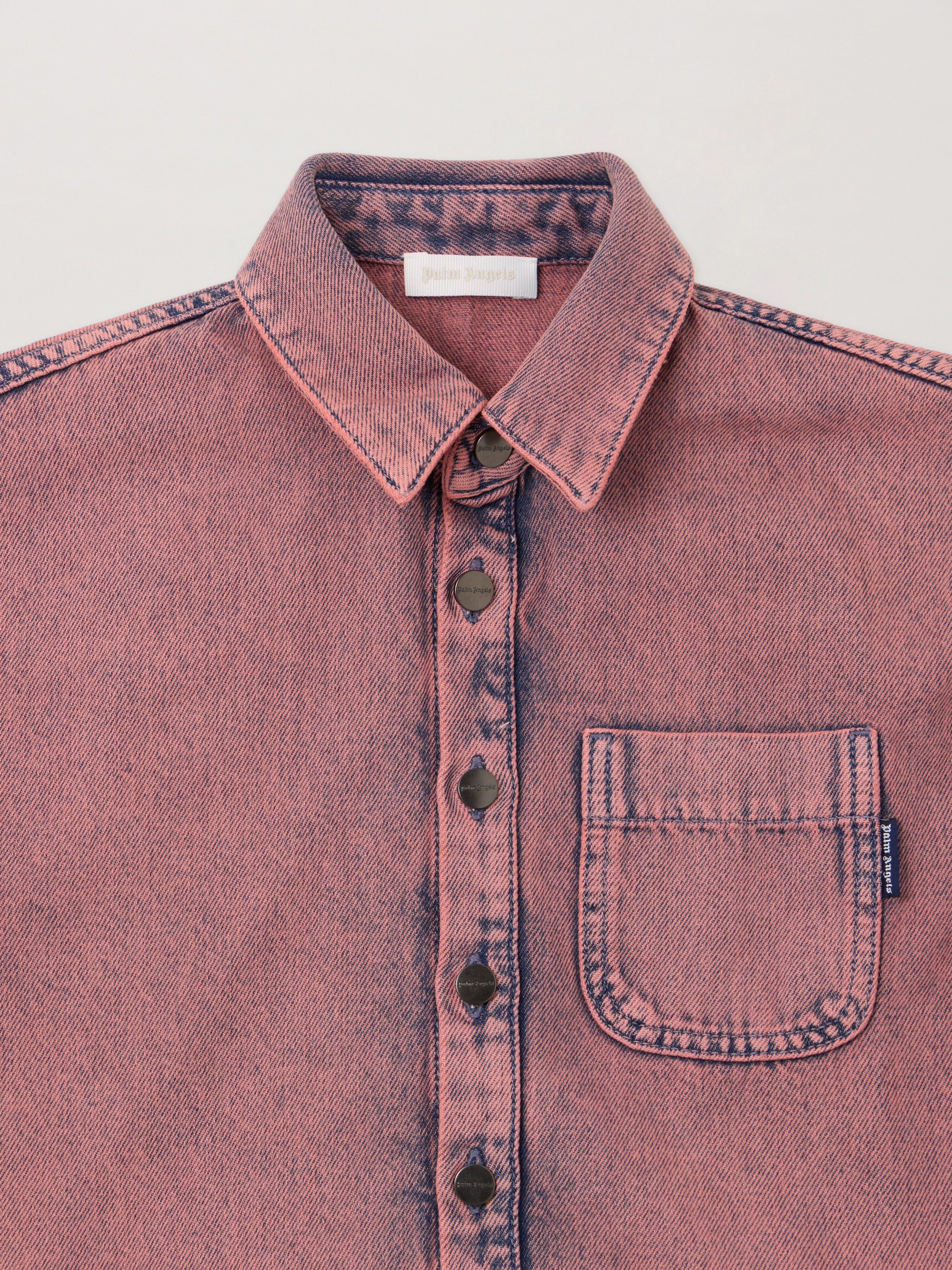 Overdye Denim Crop Shirt PALM ANGELS Overdye Denim Crop Shirt PINK - BLUE PGYD001F25DEN001