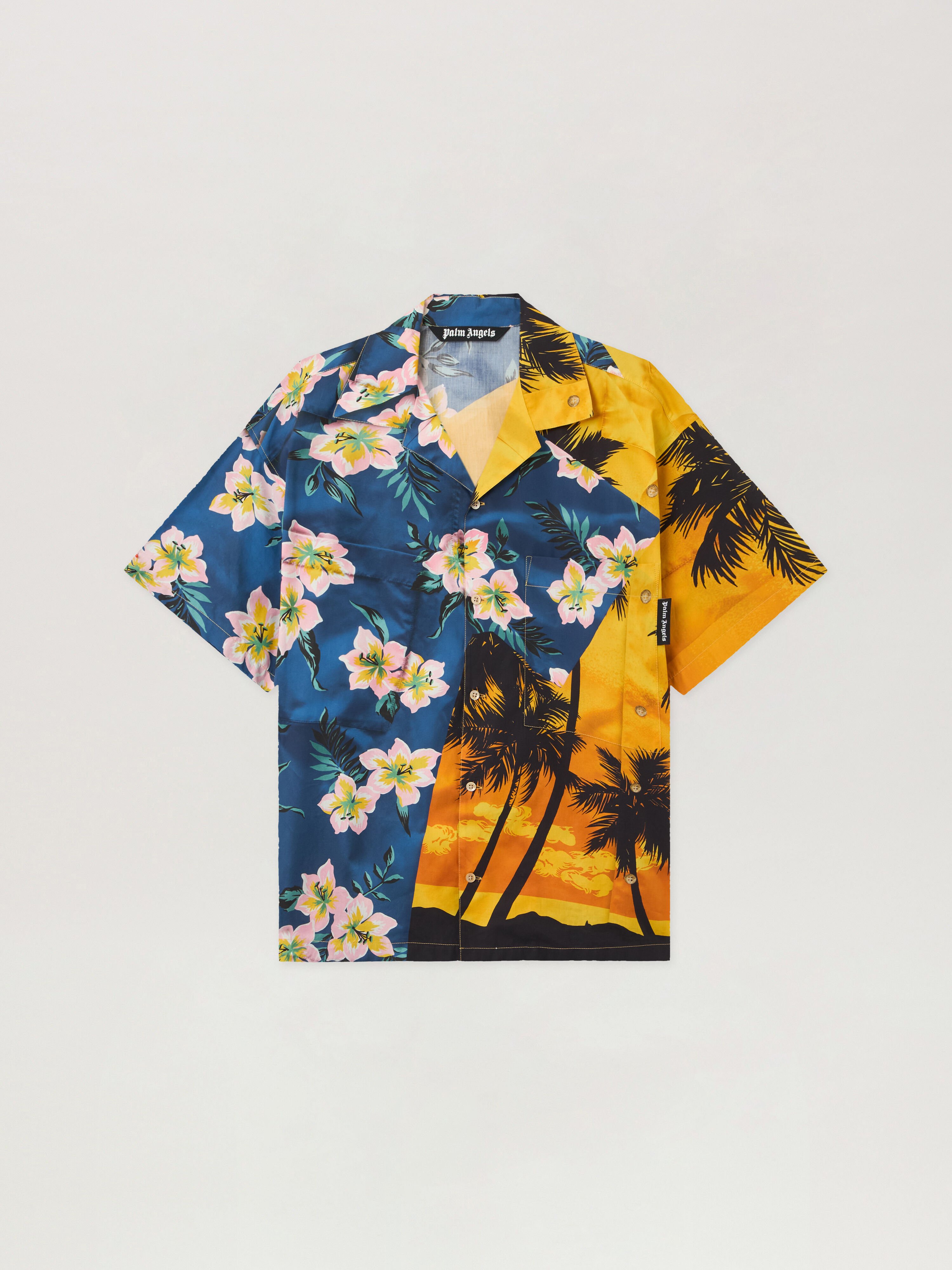 PALM ANGELS PaxVlbq  Hawaian Mix Shirt BLUE - YELLOW PMGG00DF25FAB001