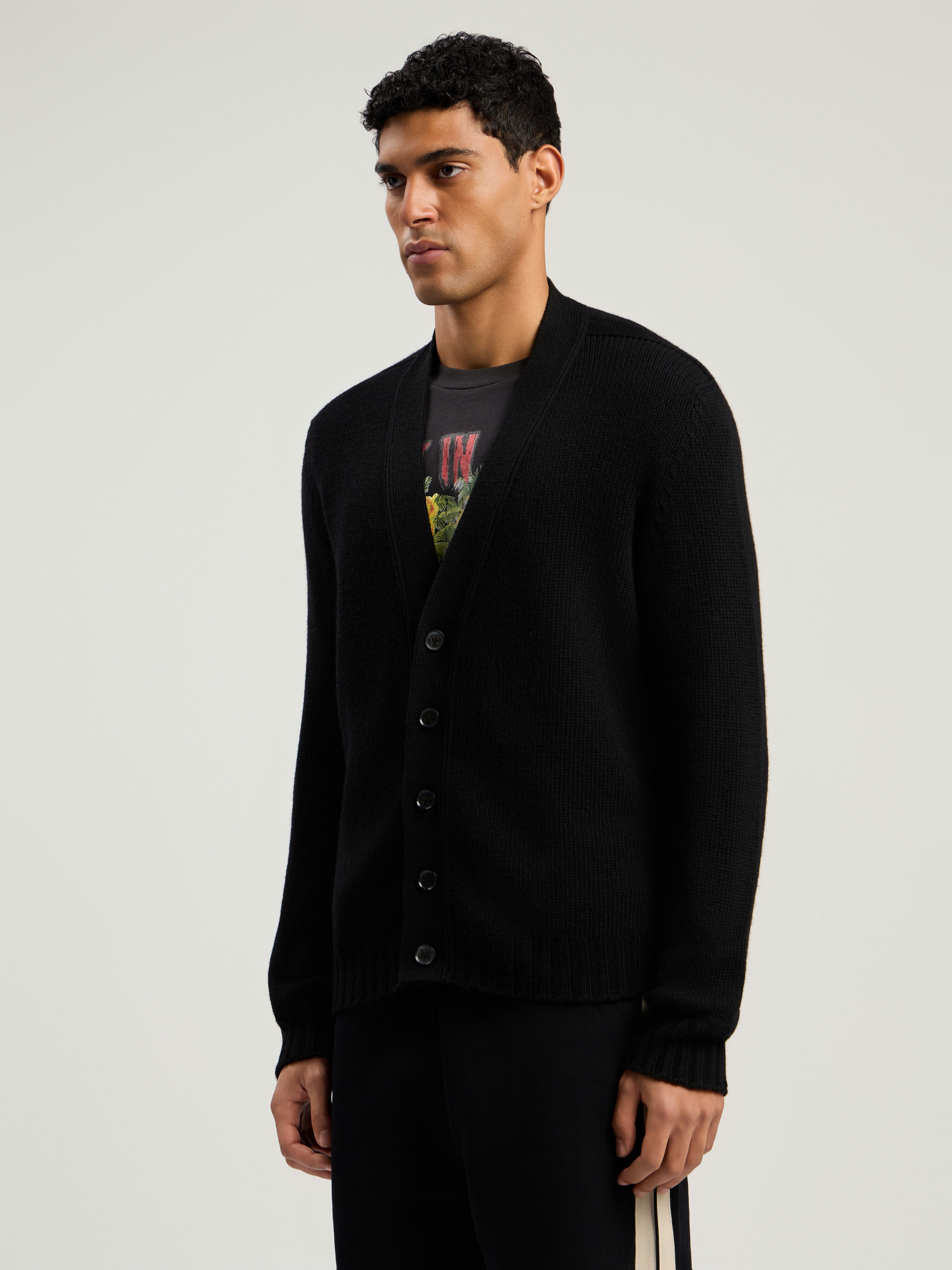 PALM ANGELS Curved Logo Cardigan BLACK - RED PMHB035F25KNI001