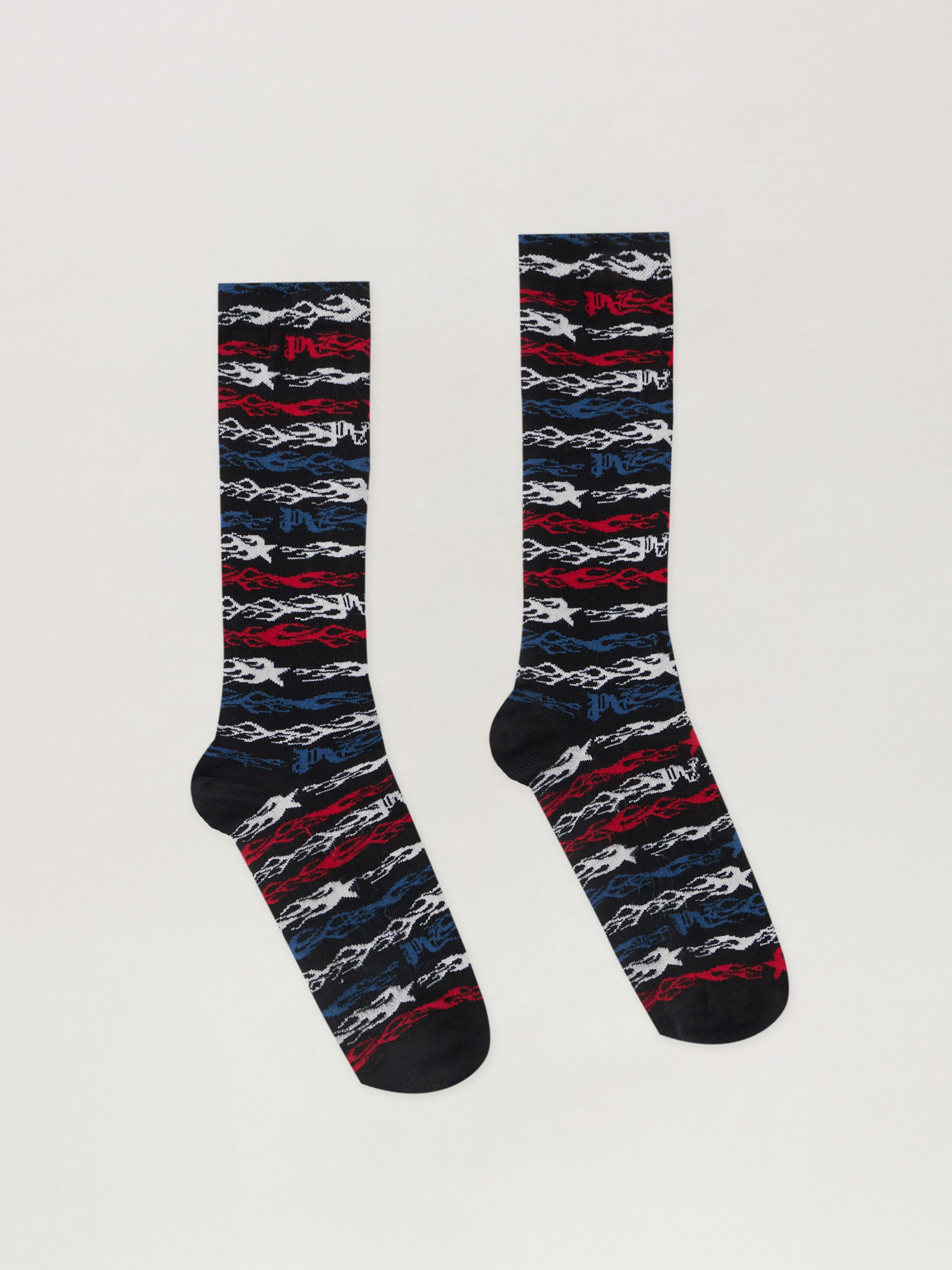 PALM ANGELS Flames Flag Jacquard Socks BLACK - MULTICOLOR PMRA00BF25FAB001